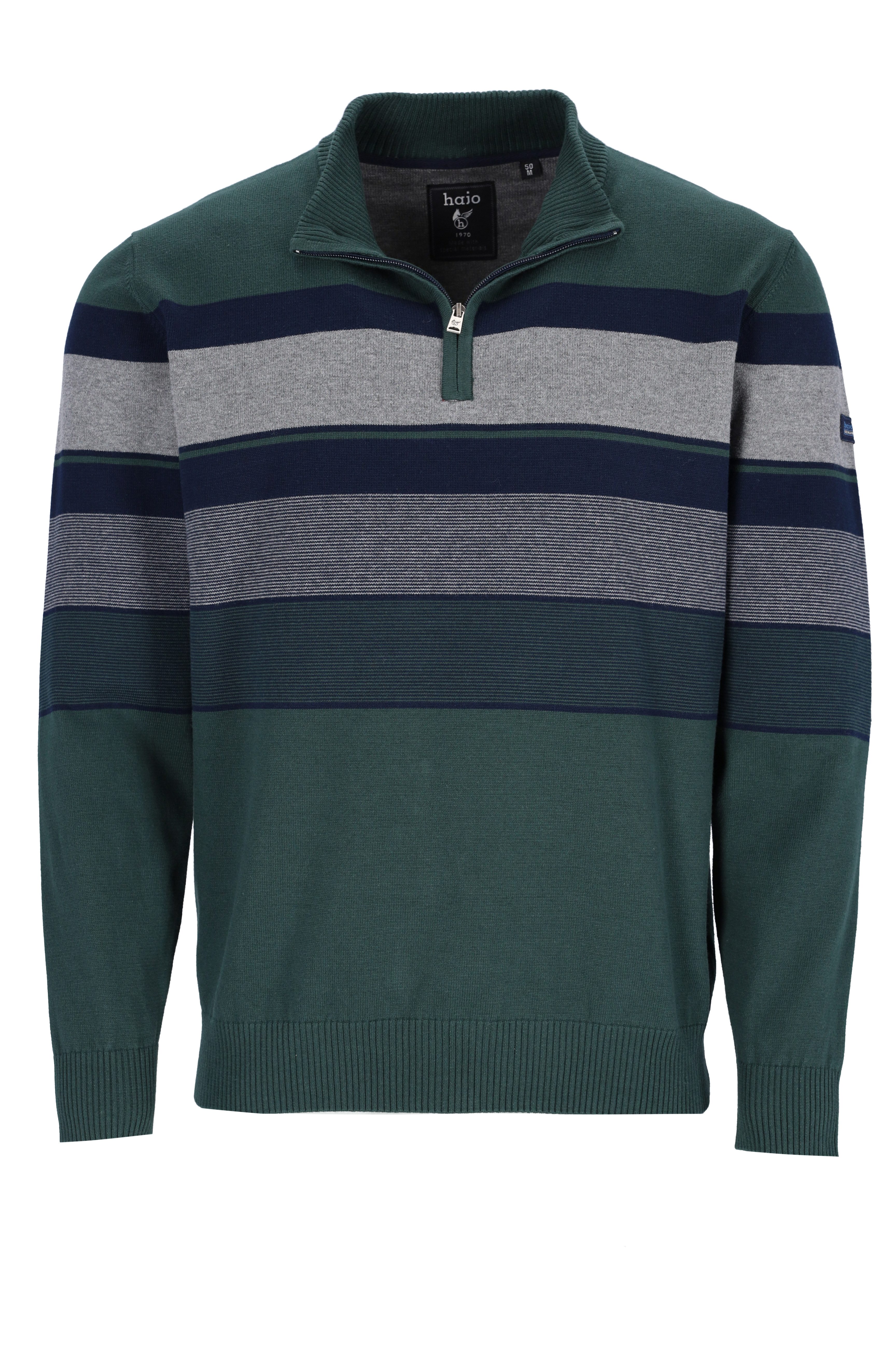 Hajo Strickpullover Pullover mit platziertem Streifenverlauf in reiner Baumwolle