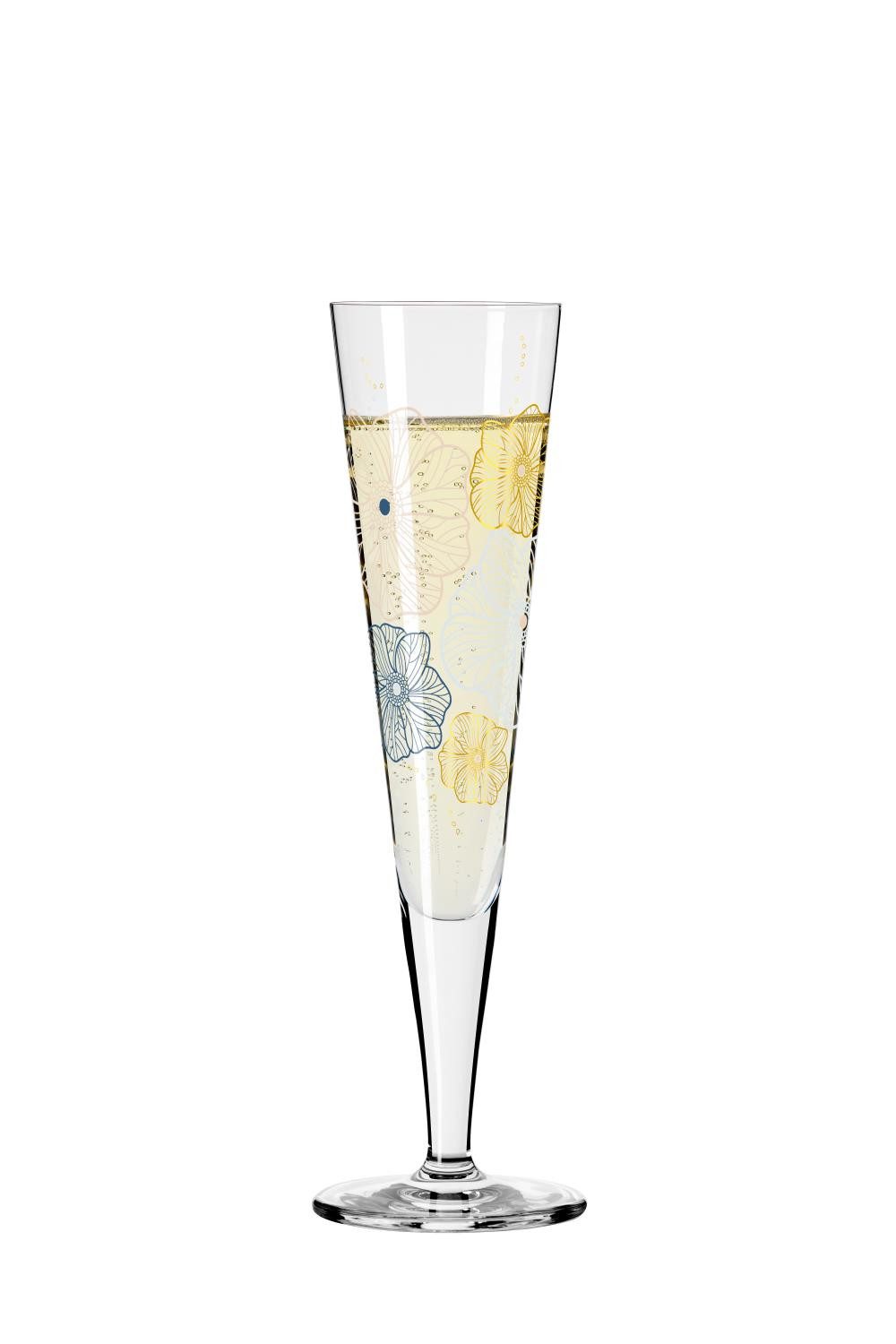Ritzenhoff Champagnerglas GOLDNACHT, Glas, Handwäsche Empfohlen, mehrfarbig, Motiv: Anemonen