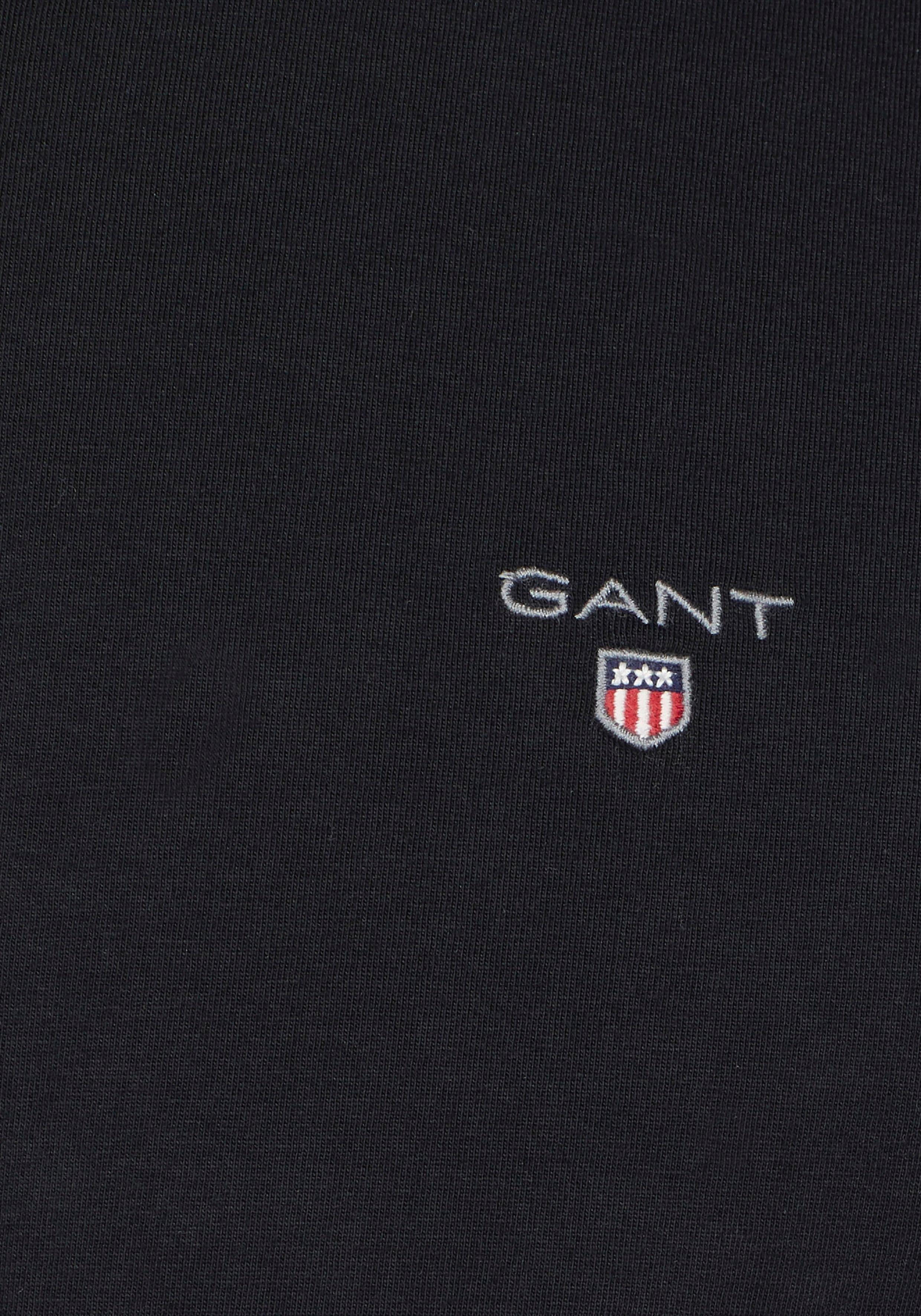 kleiner black SS Kontrast-Logostickerei ORIGINAL mit T-Shirt T-SHIRT Gant