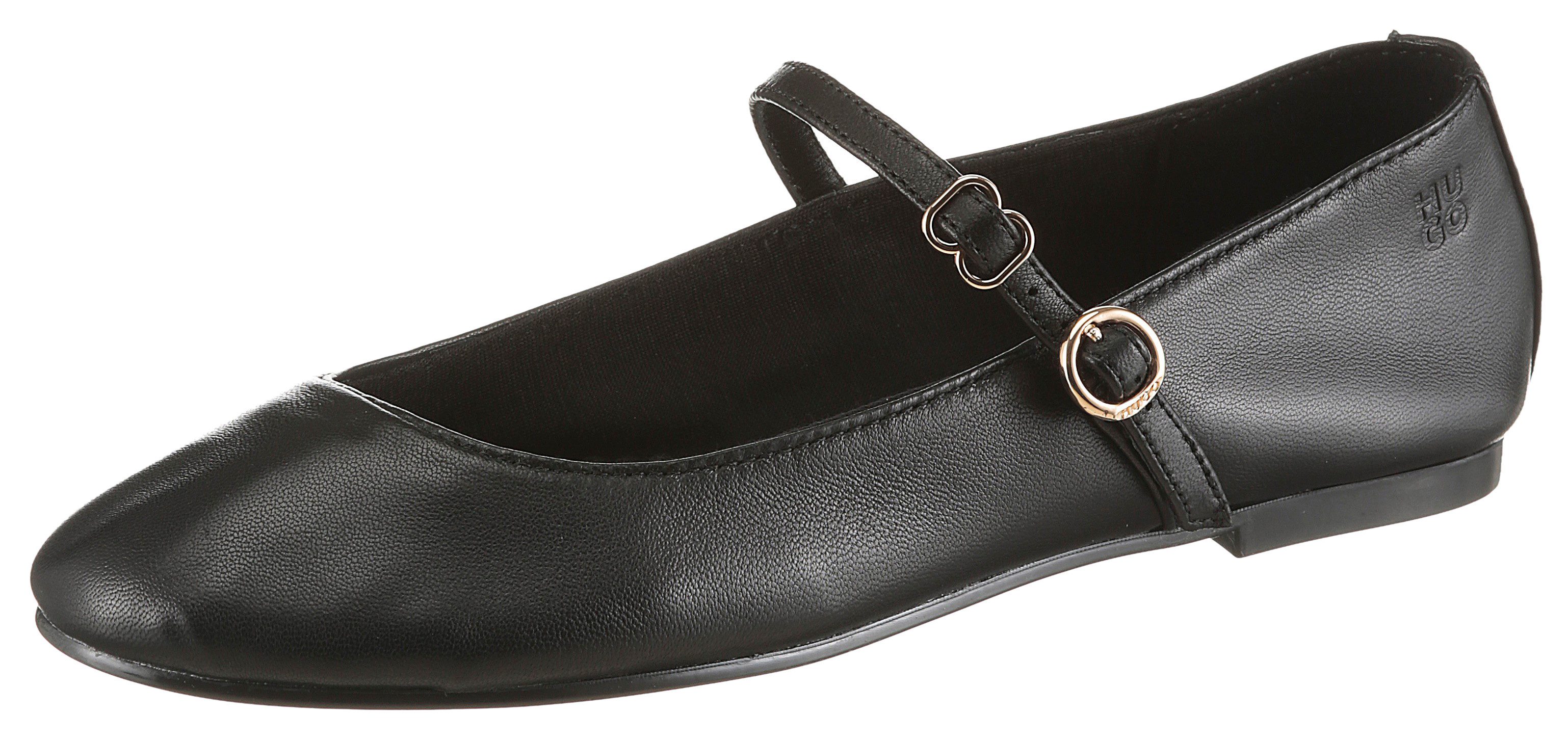 HUGO Tylia Riemchenballerina Flat, Slipper, Schlupfschuh in runder Form