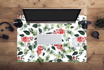MuchoWow Gaming Mauspad Pflanzen - Weihnachten - Aquarell (1-St), Büro für Tastatur und Maus, Mousepad Gaming, 90x60 cm, XXL, Großes