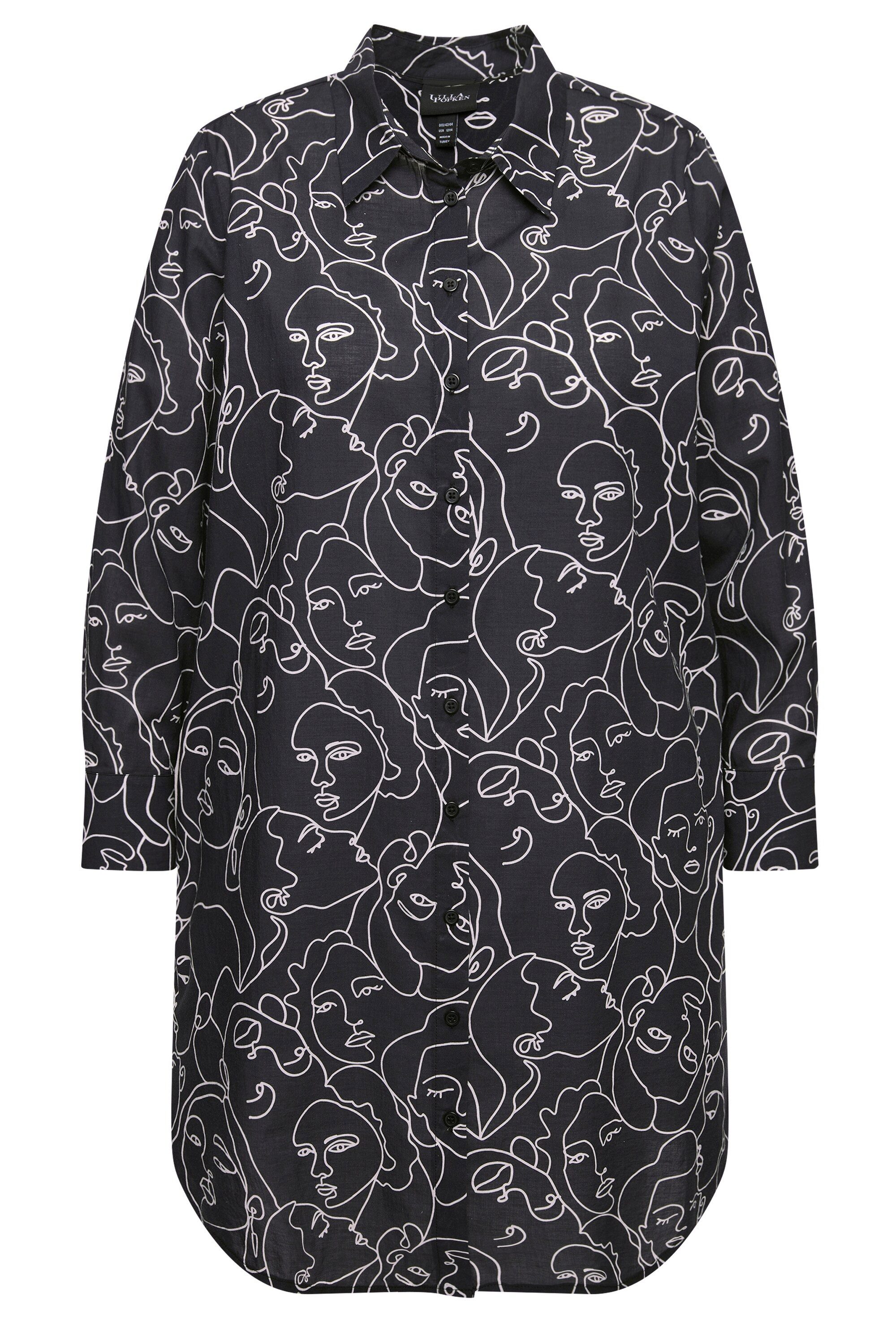 Ulla Popken Longbluse Longbluse Gesichter A-Linie günstig online kaufen