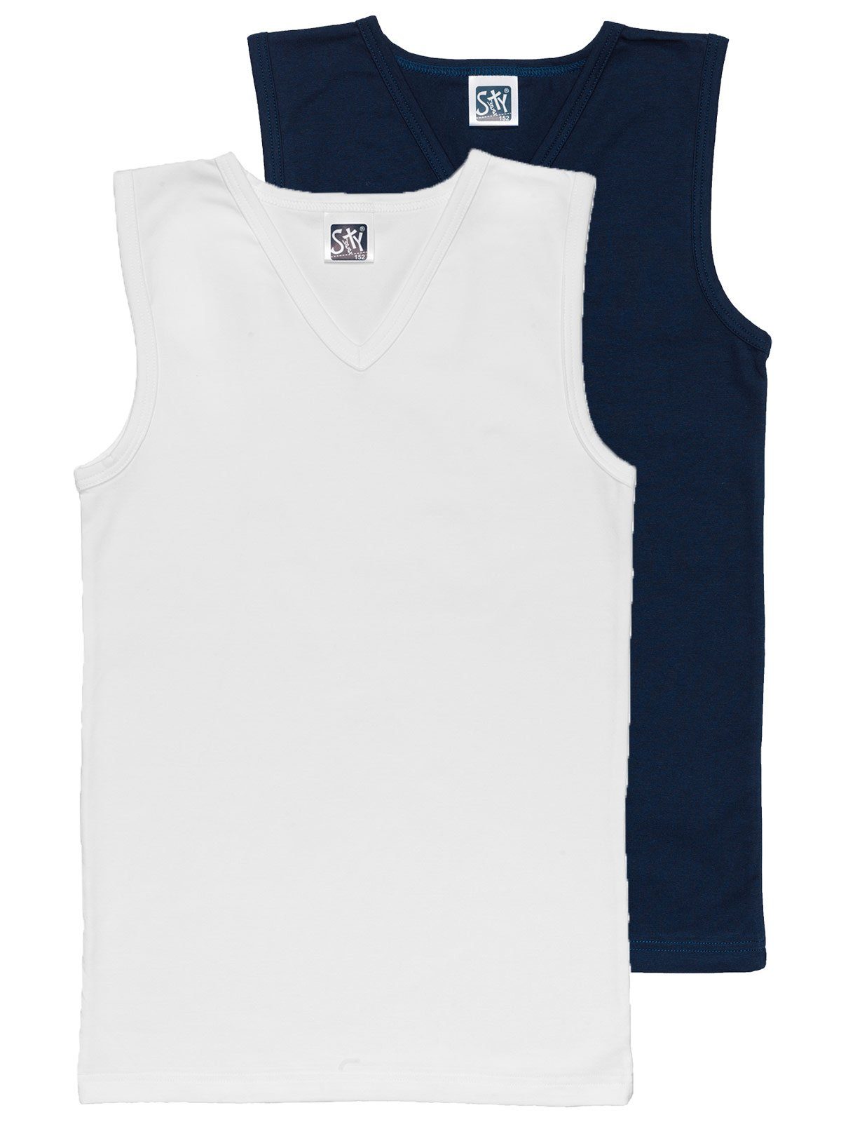 Knaben for Sweety Markenqualität Kids Unterhemd Jersey (Spar-Set, 2er Single City 2-St) hohe navy weiss Sparpack Shirt