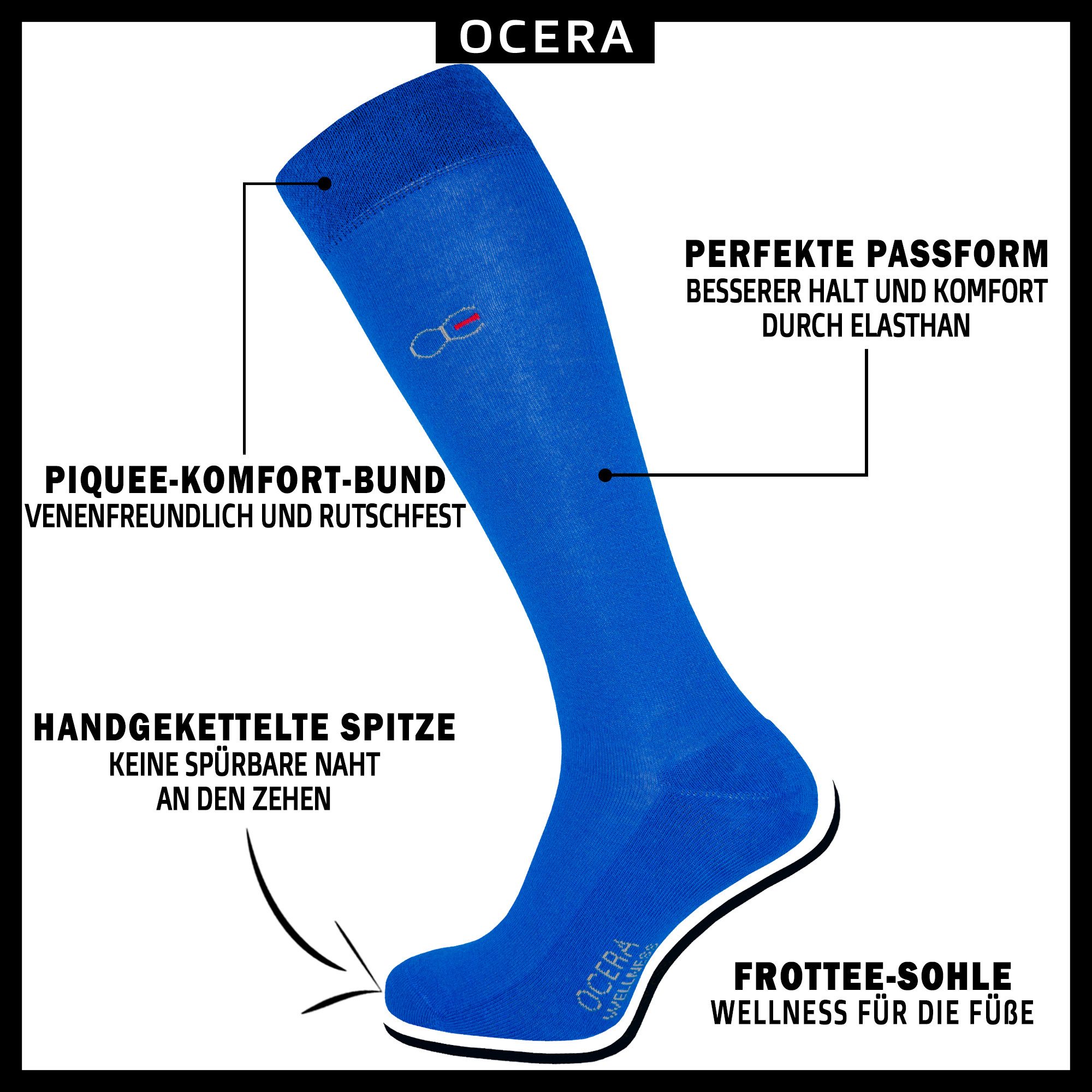 OCERA Kniestrümpfe Wellness Kniestrümpfe mit Frotteesohle,Baumwolle, unisex, 3 Paar (3-Paar)
