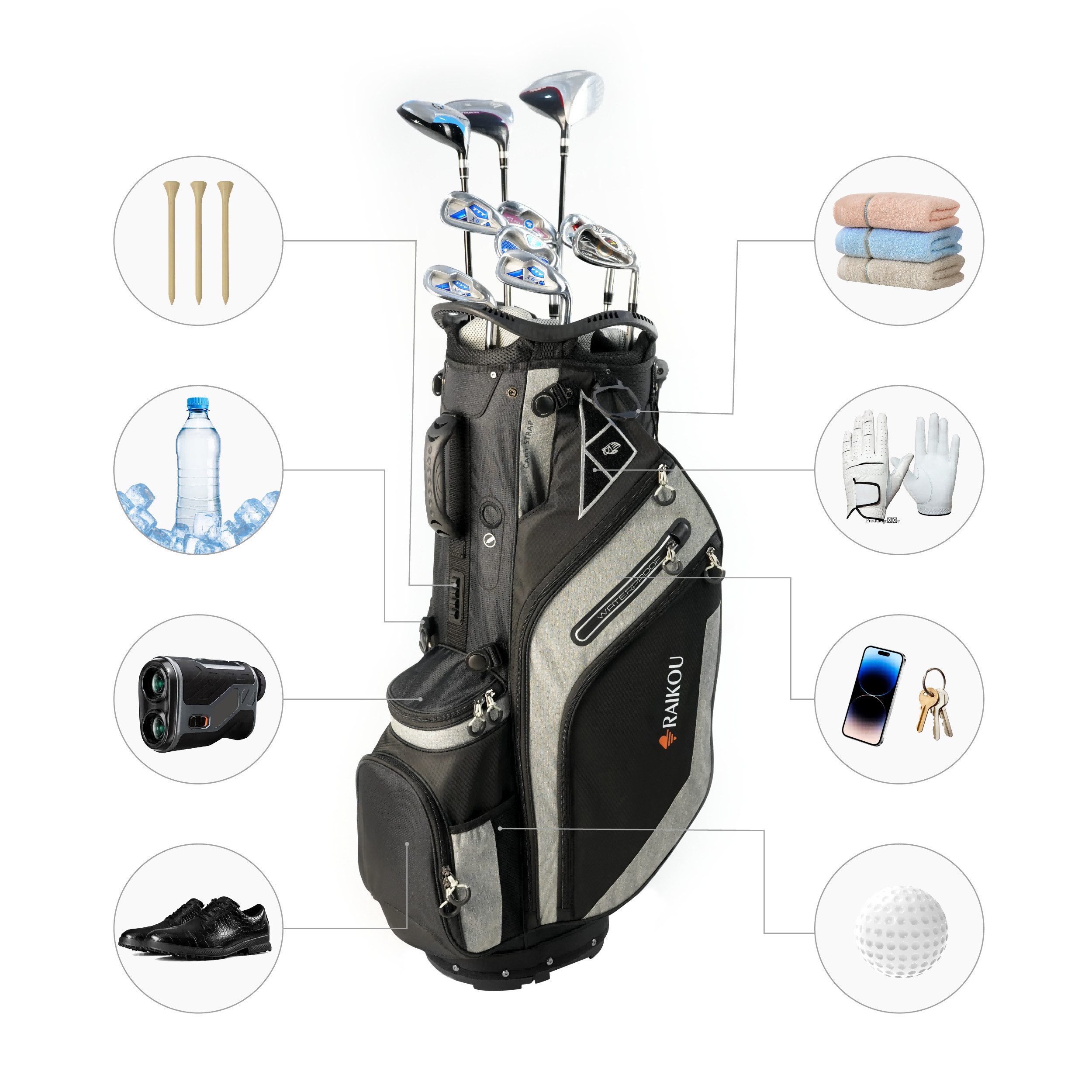 RAIKOU Golfballtasche Golf Standbag mit 14-fach Organizer, wasserabweisende günstig online kaufen