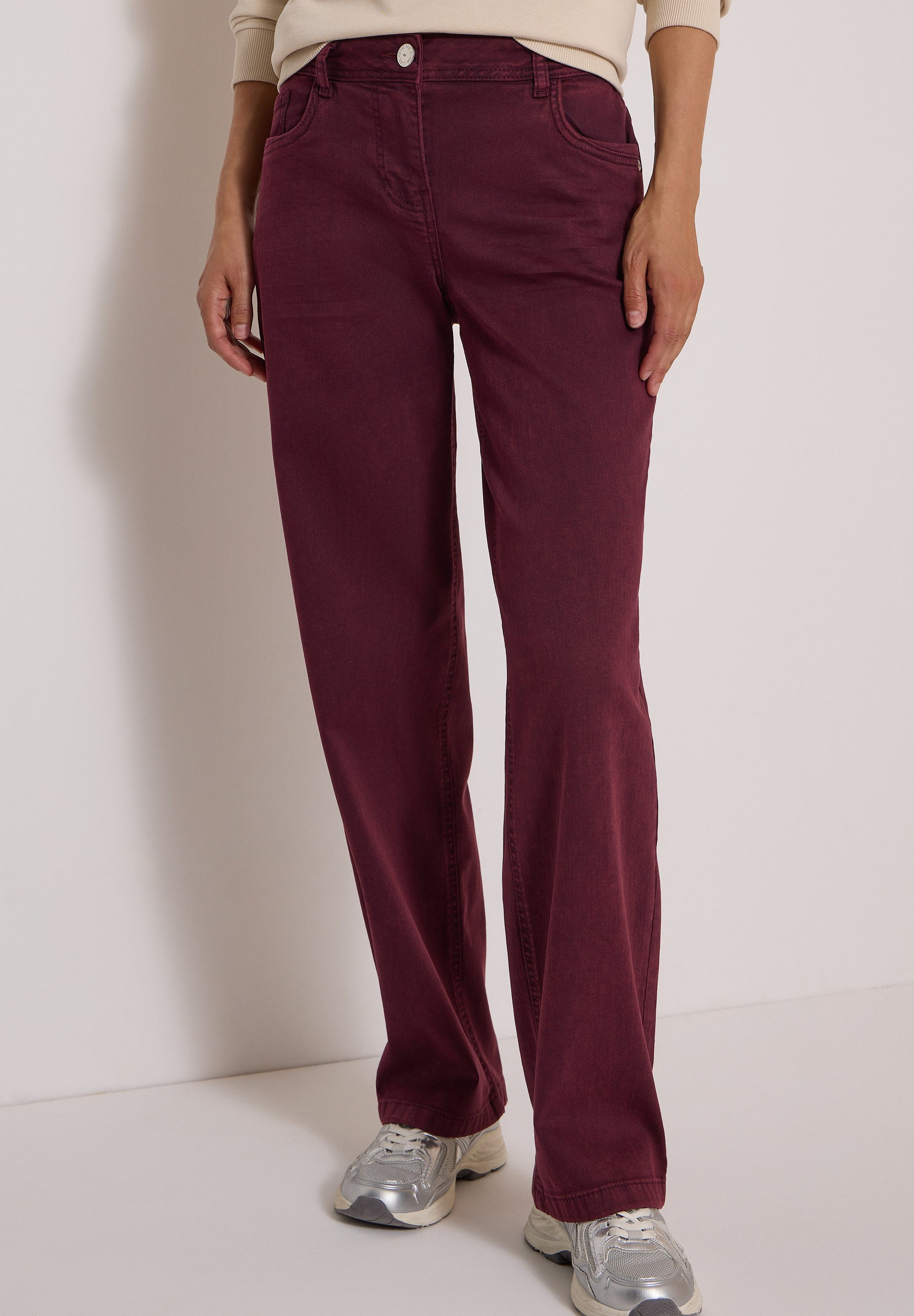 CECIL Loose-fit-Jeans Sytel Neele Color Denim im gefärbten Look mit weitem Bein