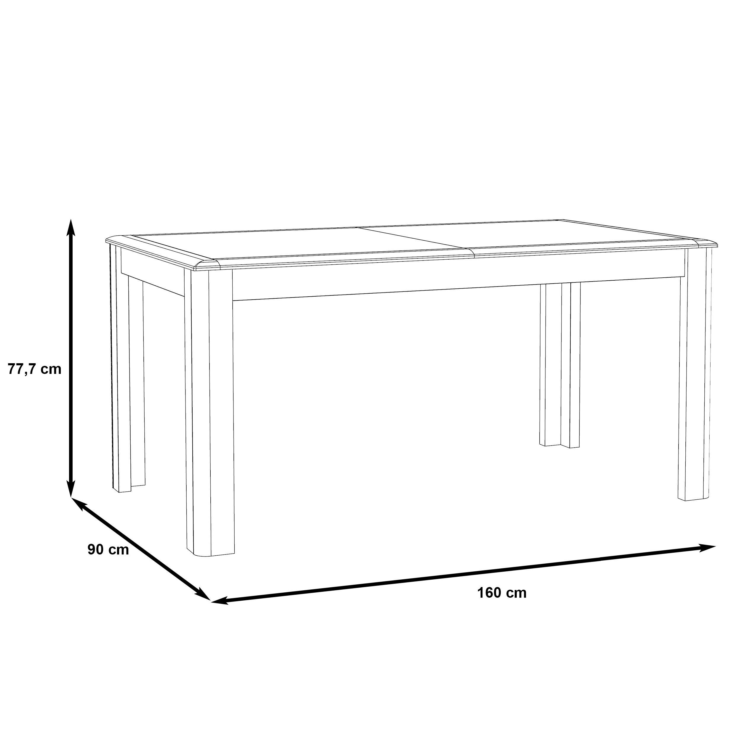 Newroom Esstisch Nelson Eiche und Weiß Hochglanz 160 cm, Esstisch Nelson Eiche und Weiß Hochglanz Modern Ausziehbar Tisch