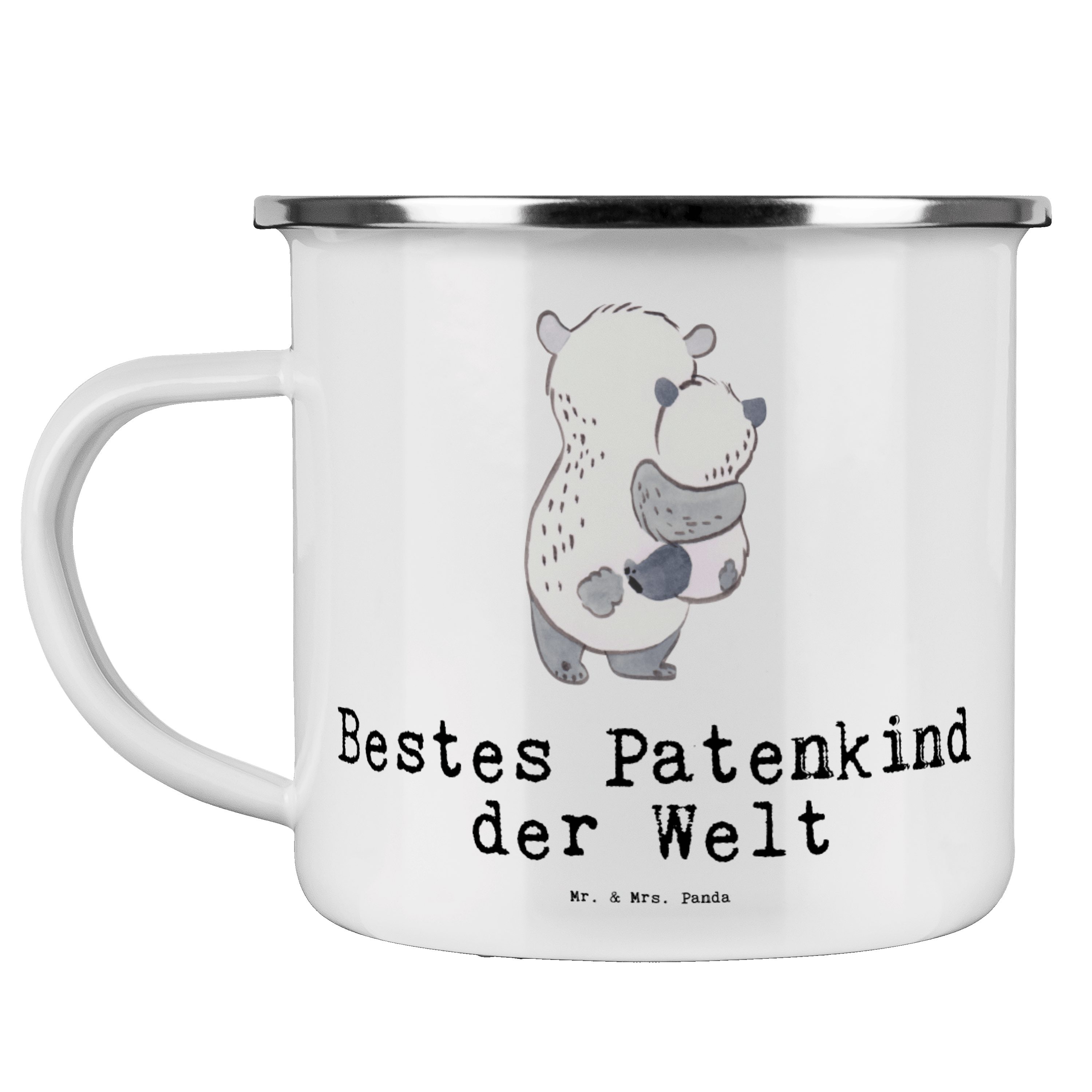 Emaille Welt Bestes Patenkind Becher Mrs. - - Mr. Täufling, Panda Panda Weiß & Geschenk, Campingt, der