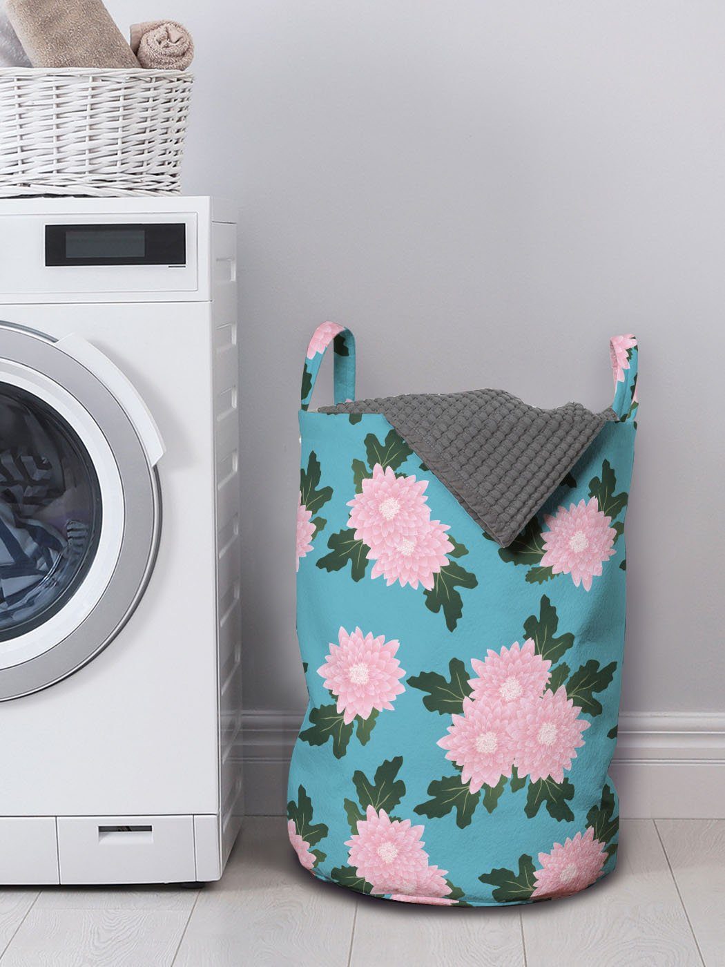 Griffen Pink mit Kordelzugverschluss Und Chrysanthemen weiche Wäschesäckchen Waschsalons, Abakuhaus Blau für Wäschekorb