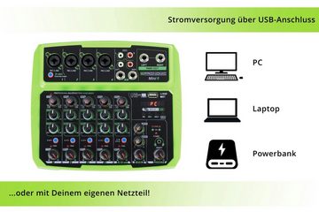 Pronomic Mischpult Mini6 USB-betriebener 6-Kanal Mixer, (2-tlg), mit Medienplayer/-recorder mit Bluetooth und USB - Audio-Interface