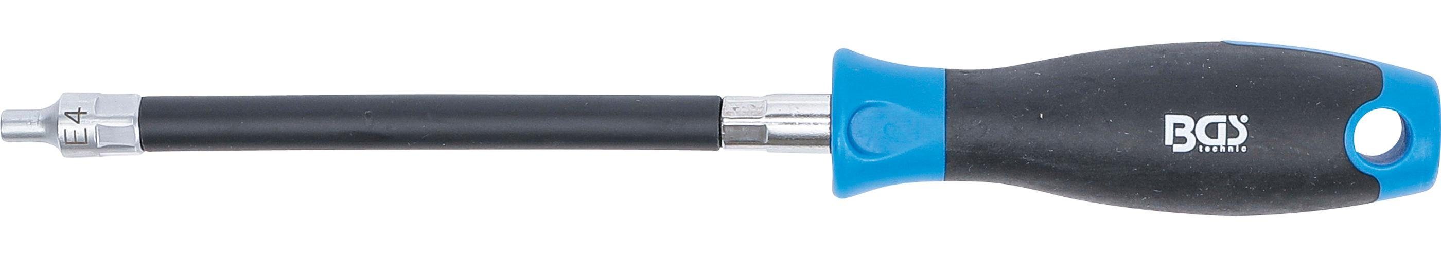 Flexibler mm 150 Klingenlänge Schraubendreher Steckschlüssel E4, Rundgriff, BGS E-Profil technic mit