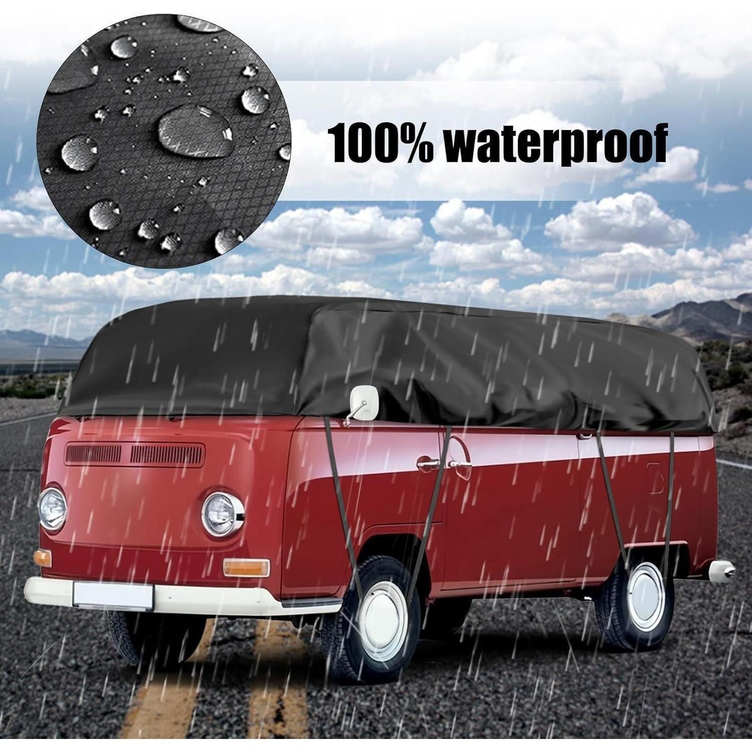 LuxusKollektion Autoplane Autoabdeckung Wasserdicht Halbgarage Schwarz Maßgeschneidert für VW T2