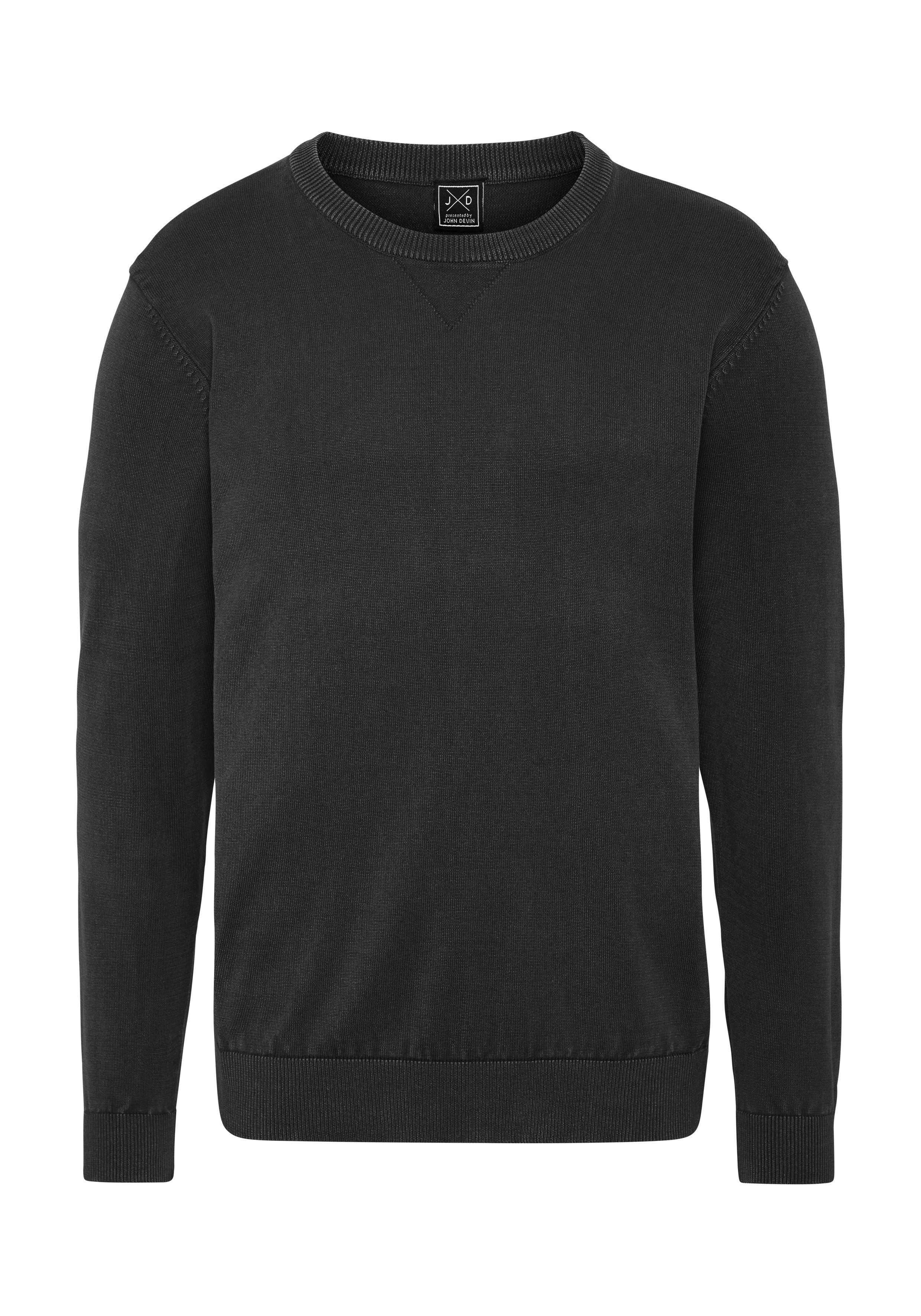 John Devin Strickpullover - sommerlich leichter Pullover in tollen Farben mit kleiner JD Stickerei und modischem Ausschnittdetail