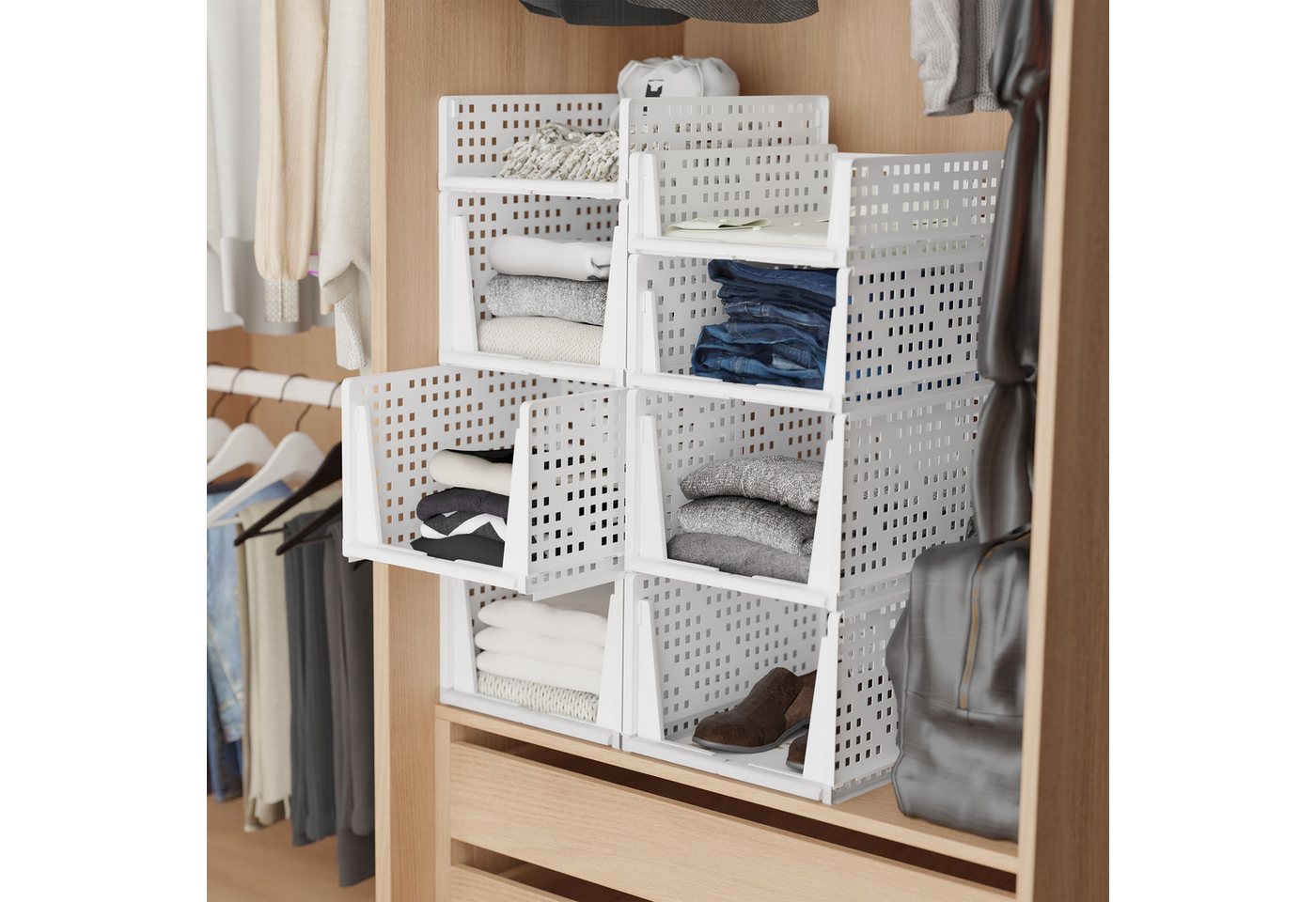 Thumbnail - relaxdays Aufbewahrungsbox Schrank Organizer im 3er Set (3 St), weiß, M