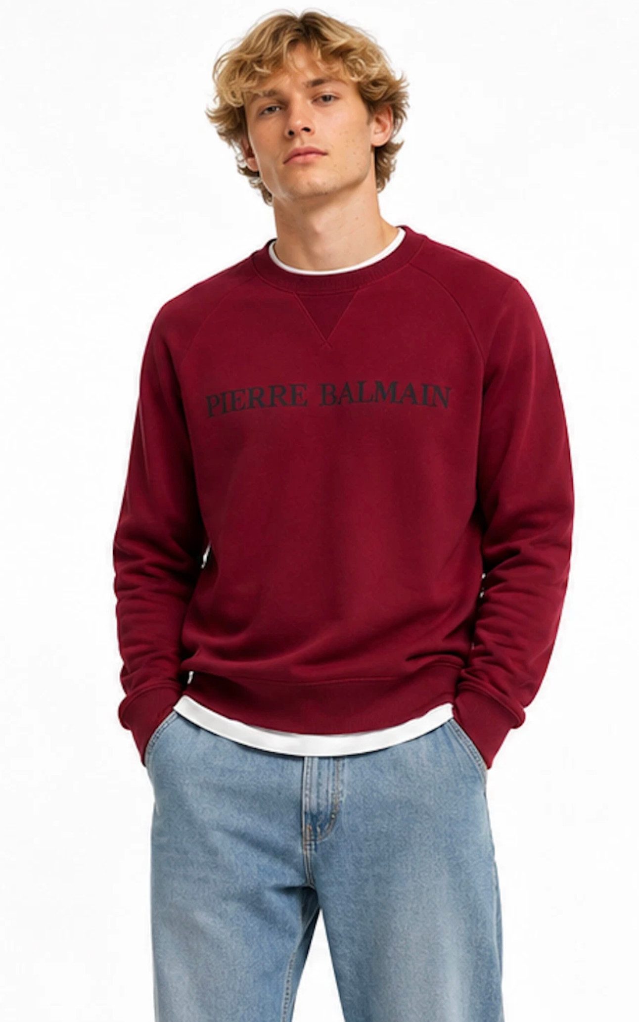 Balmain Paris Sweatshirt Pierre Balmain Pullover Sweater Relaxed Comfort Fit Gerippten Kragen mit elastischen Bündchen
