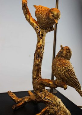 Signature Home Collection Tischleuchte Tischlampe Vögel Figur gold mit Lampenschirm Handstrichlack, ohne Leuchtmittel, warmweiß, Tischleuchte mit Schirm in Handstrichlack, handgefertigt