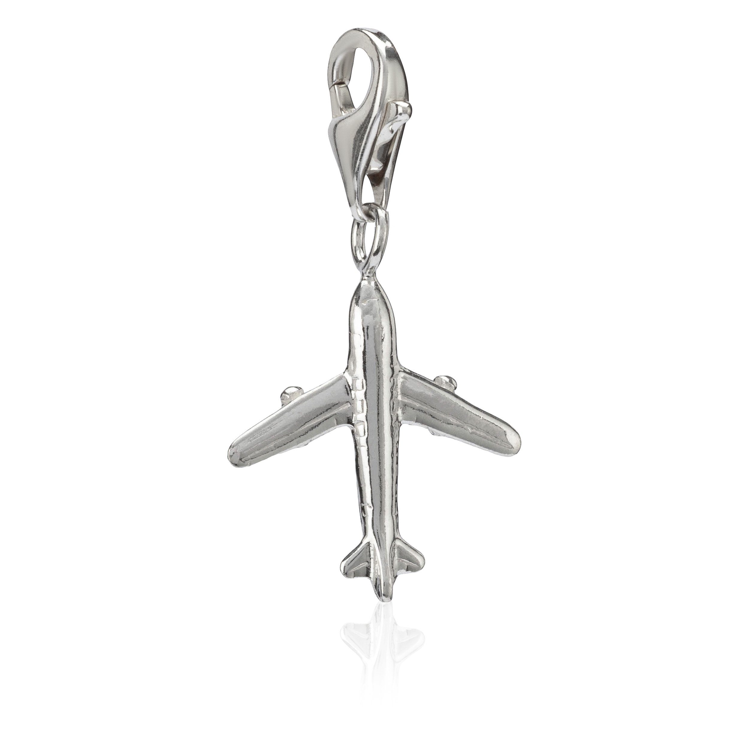 NKlaus Charm-Einhänger Damen Charm-Anhänger Flugzeug 925 Silber 19x17mm M