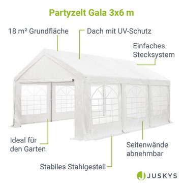 Juskys Partyzelt Gala 3x6 m, groß, stabil und standfest mit einfachem Klick-System