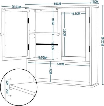 EUGAD Badmöbel-Set, (2-St), Waschbeckenunterschrank mit Spiegelschrank, Bambus