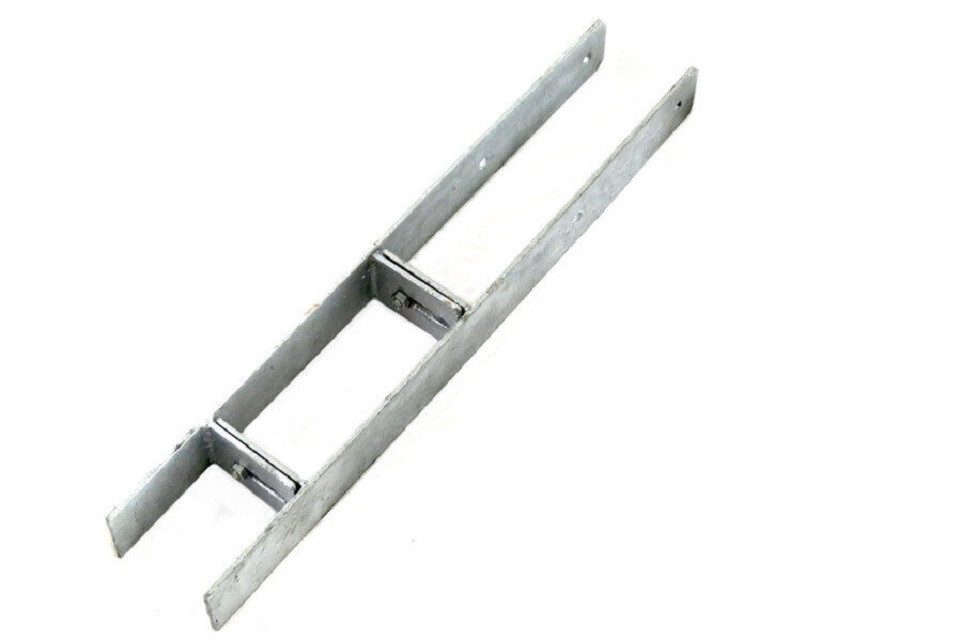 Gartenpirat H-Pfostenanker verstellbar 600x60x5 mm H-Anker für Pfosten von 90-140 mm Pfostenanker, (1-St), Weite verstellbar, zum Einbetonieren, aus feuerverzinkten Stahl