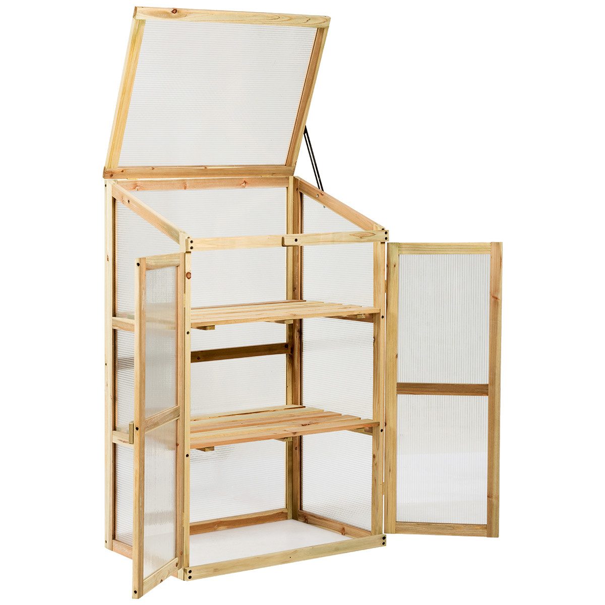 KOMFOTTEU Gewächshaus Foliengewächshaus, aus Massivholz, mit Deckel günstig online kaufen