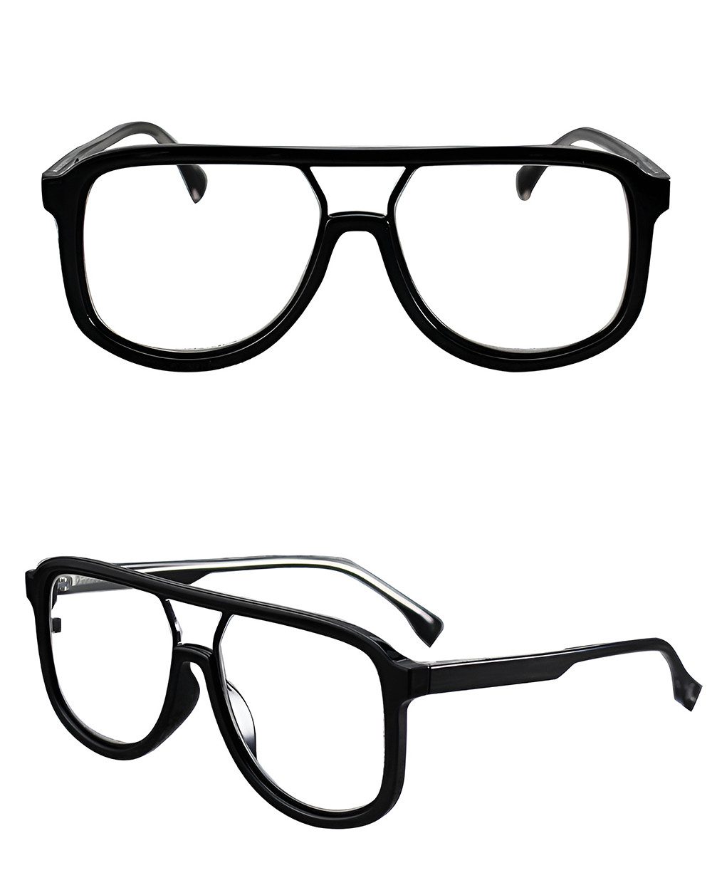 PACIEA Brille Herren Ohne Sehstärke Doppelbalkenrahmen Vintage Anti Blaulicht