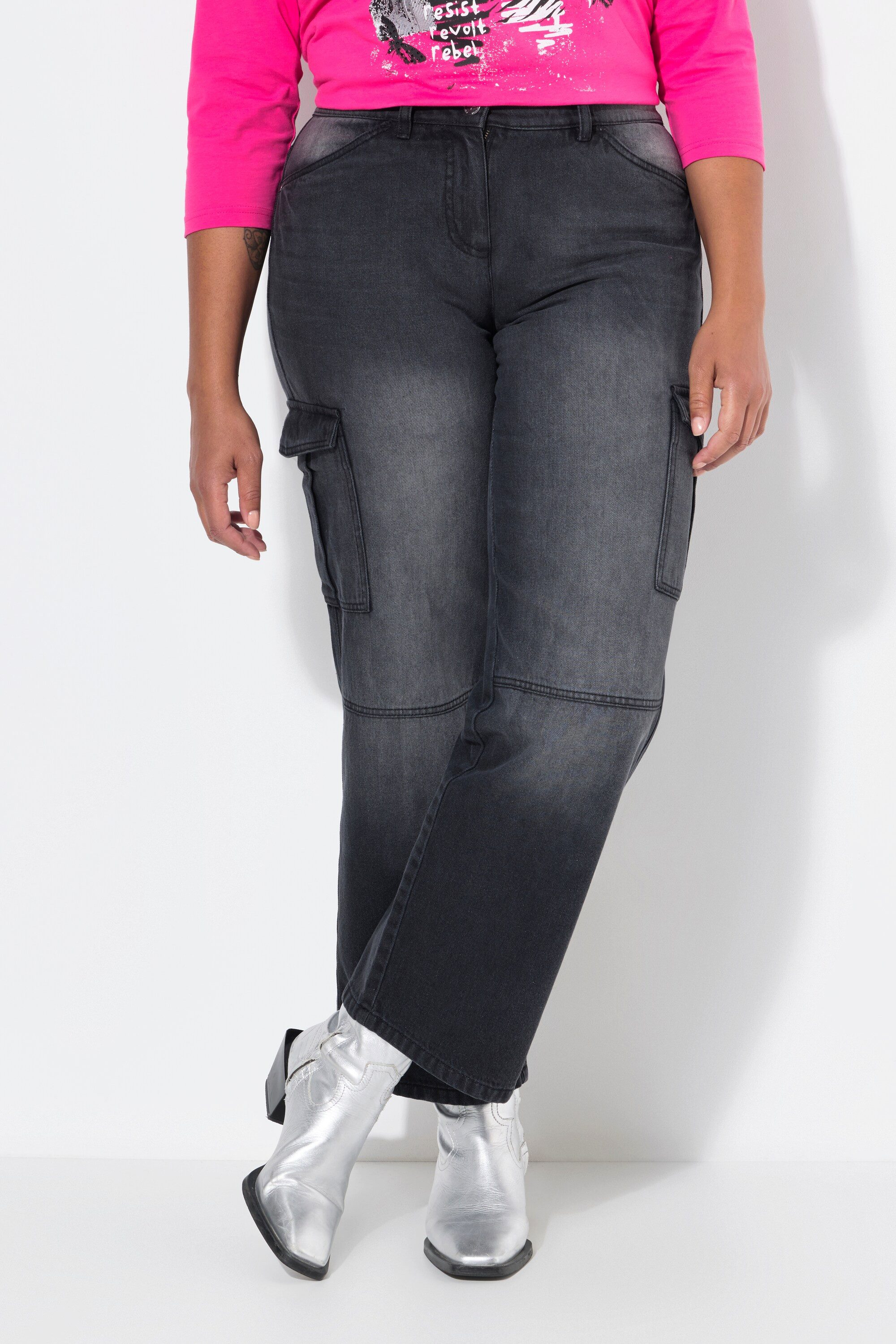 Angel of Style Regular-fit-Jeans Cargojeans Straight Fit bleached Cargotaschen