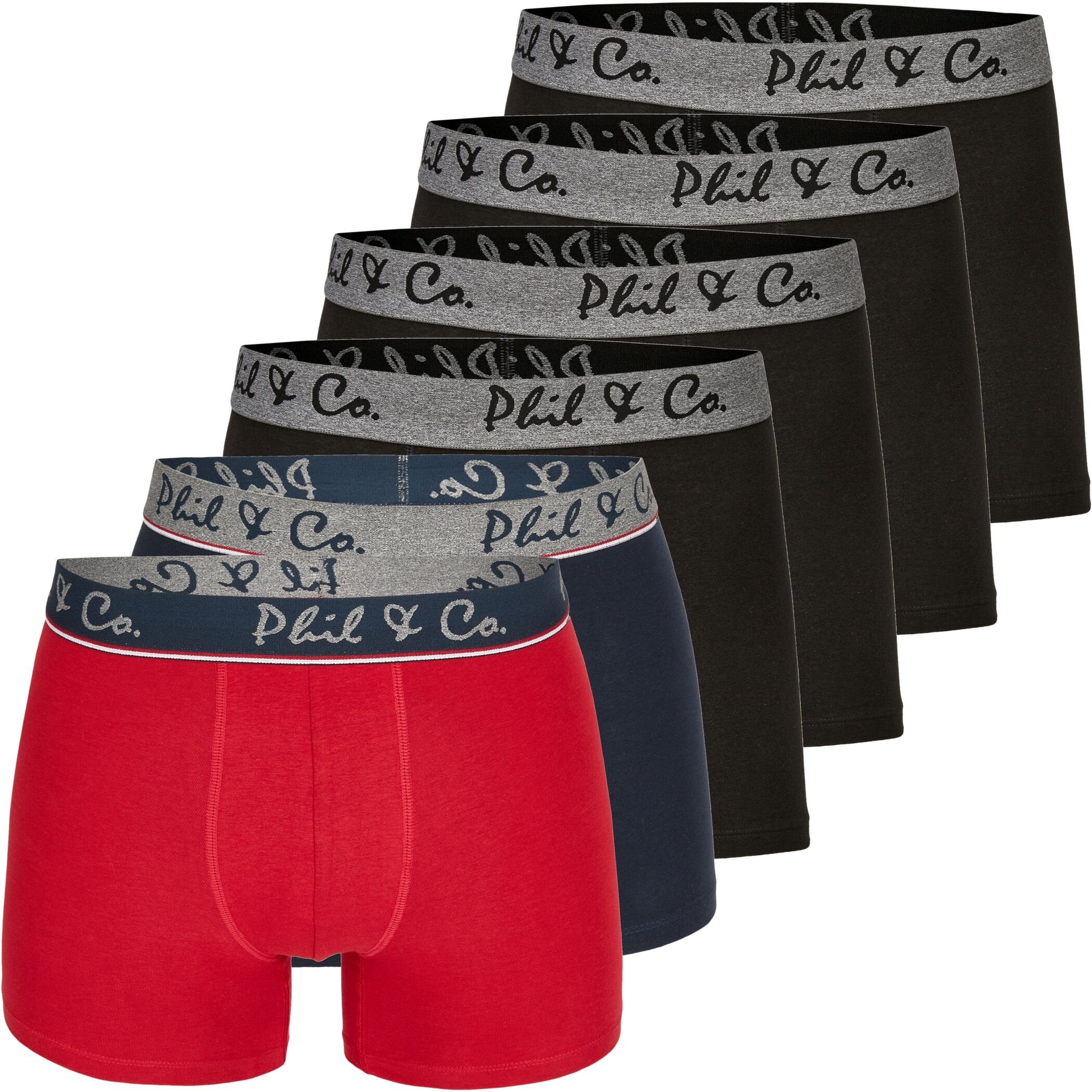 DESIGN Boxershorts Pant Trunk 16 Boxershorts 6er Phil Co Short Pack & Co. Berlin (1-St) Jersey & FARBWAHL Phil