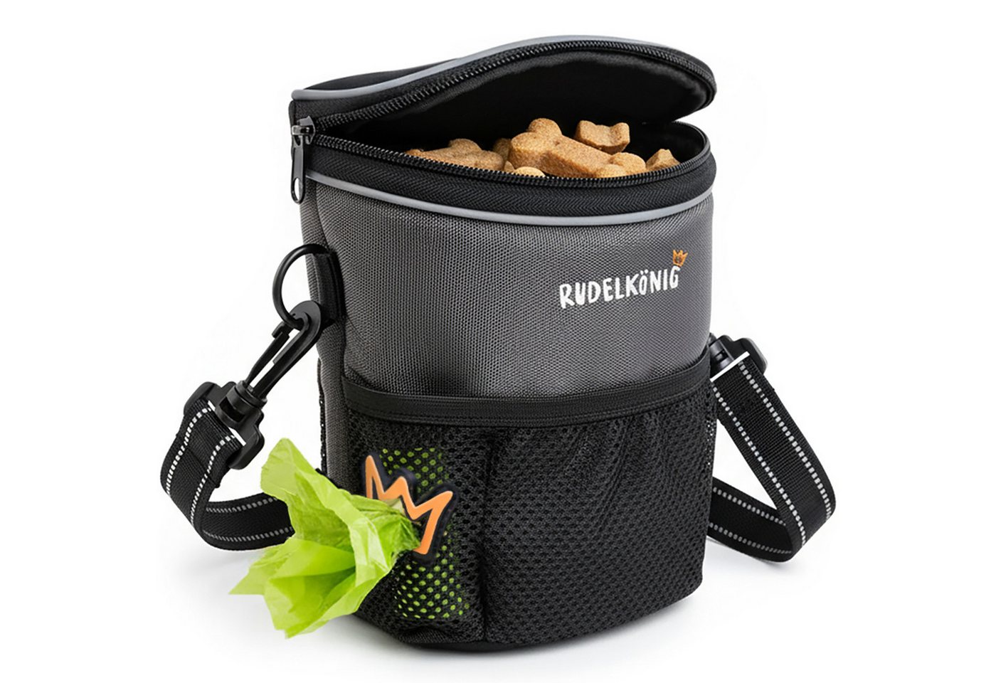 Rudelkönig Leckerlibeutel Leckerlitasche für Hunde, Futterbeutel mit Aufbewahrungstasche (1-tlg), Snack-Beutel für Hunde mit Kotbeutelspender zum Umhängen
