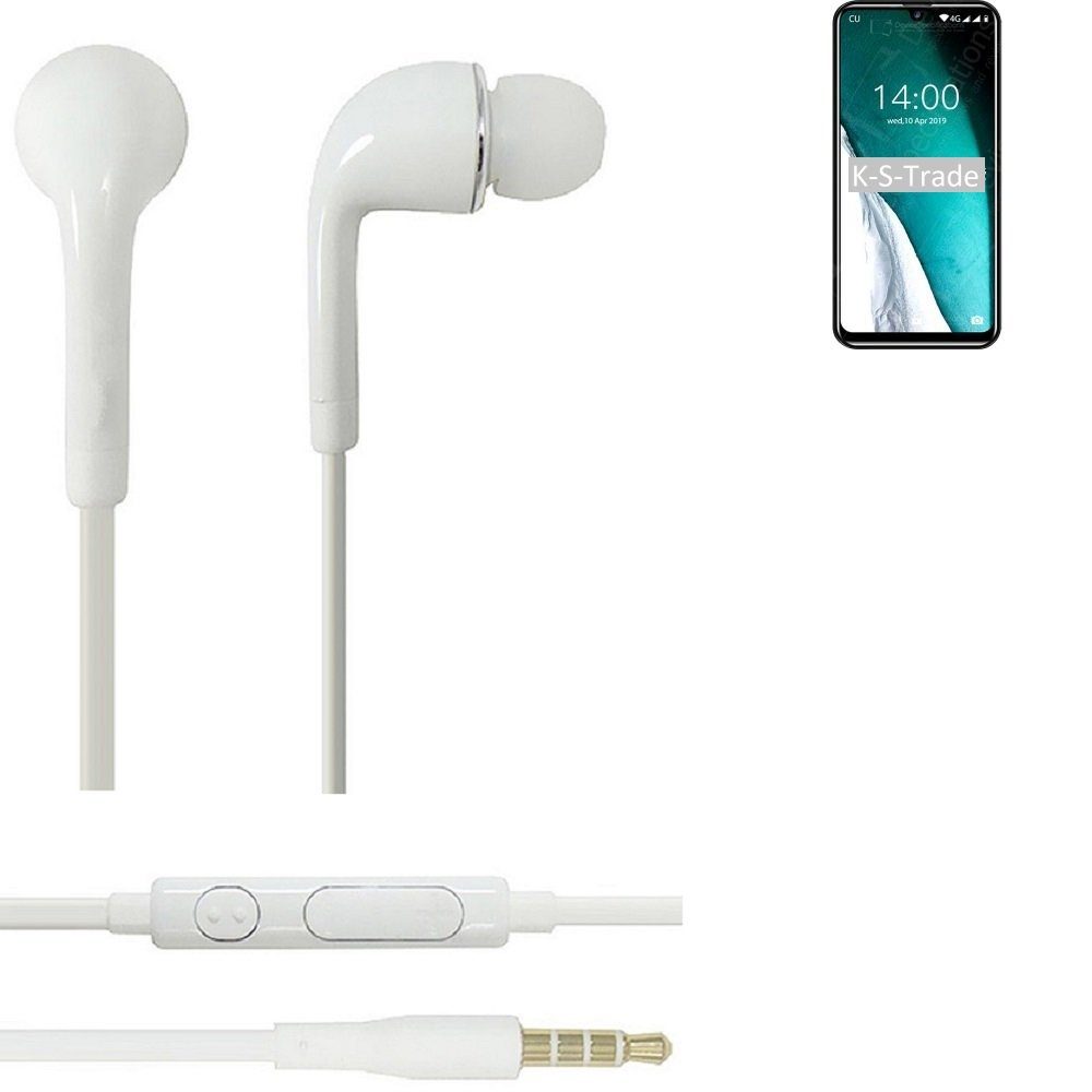K-S-Trade für Oukitel C16 Pro In-Ear-Kopfhörer (Kopfhörer Headset mit Mikrofon u Lautstärkeregler weiß 3,5mm)