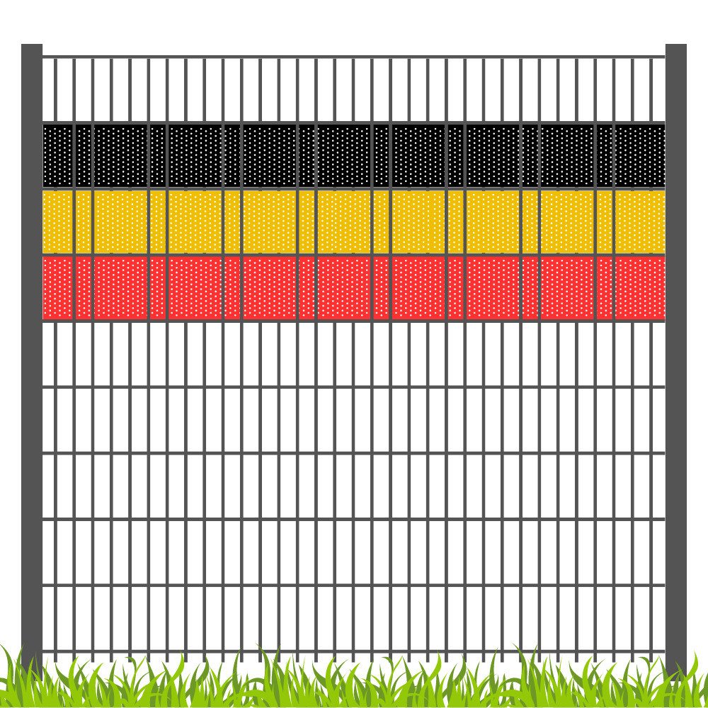 zaun, zu Sichtschutzstreifen PP Sichtschutz Fanartikel für Doppelstabmatten, (1, Streifen), Landesfarbe Belgien