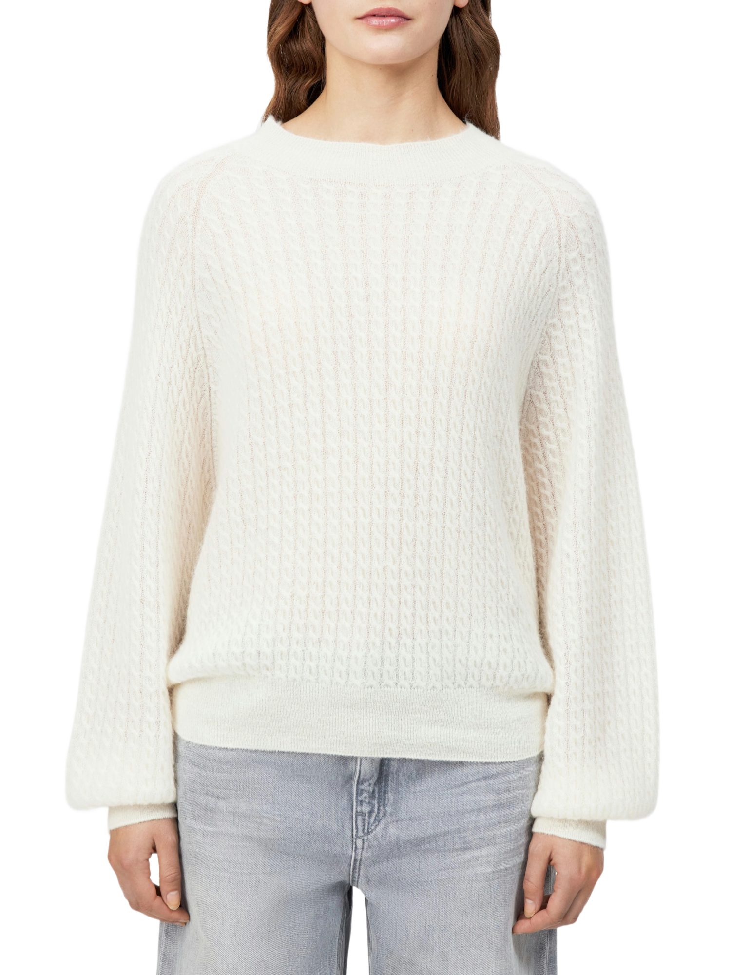 Drykorn Strickpullover weiß,Casual,Wolle,Unifarben,Rundhals,Lang,Relaxed Fit