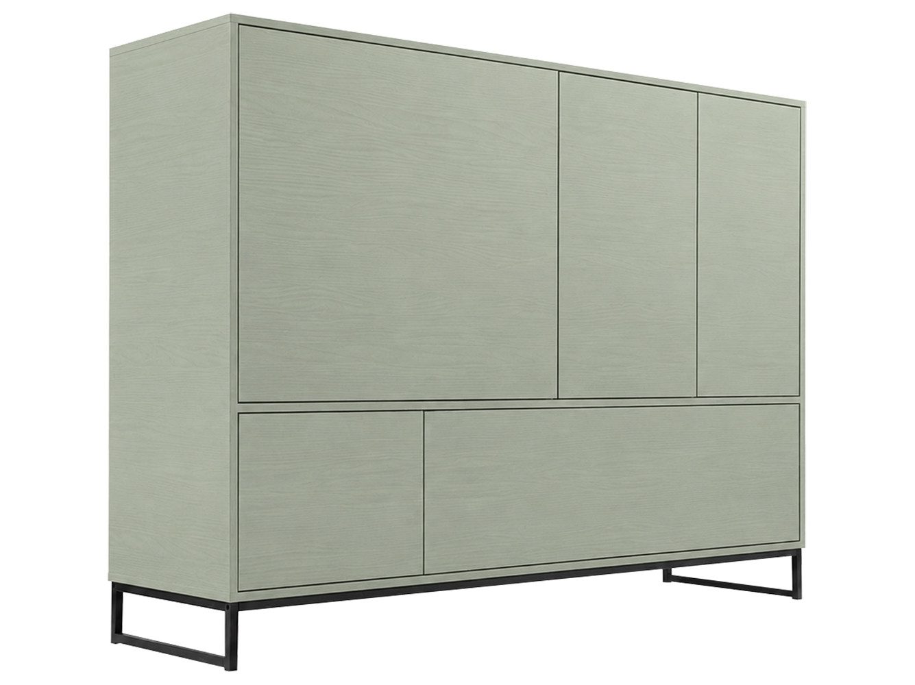 Beautysofa Kommode GIANA – elegante grifflos mit 5 Türen push‑to‑open (erhältlich in Sandbeige oder Flaschengrün), Breite: 160 cm