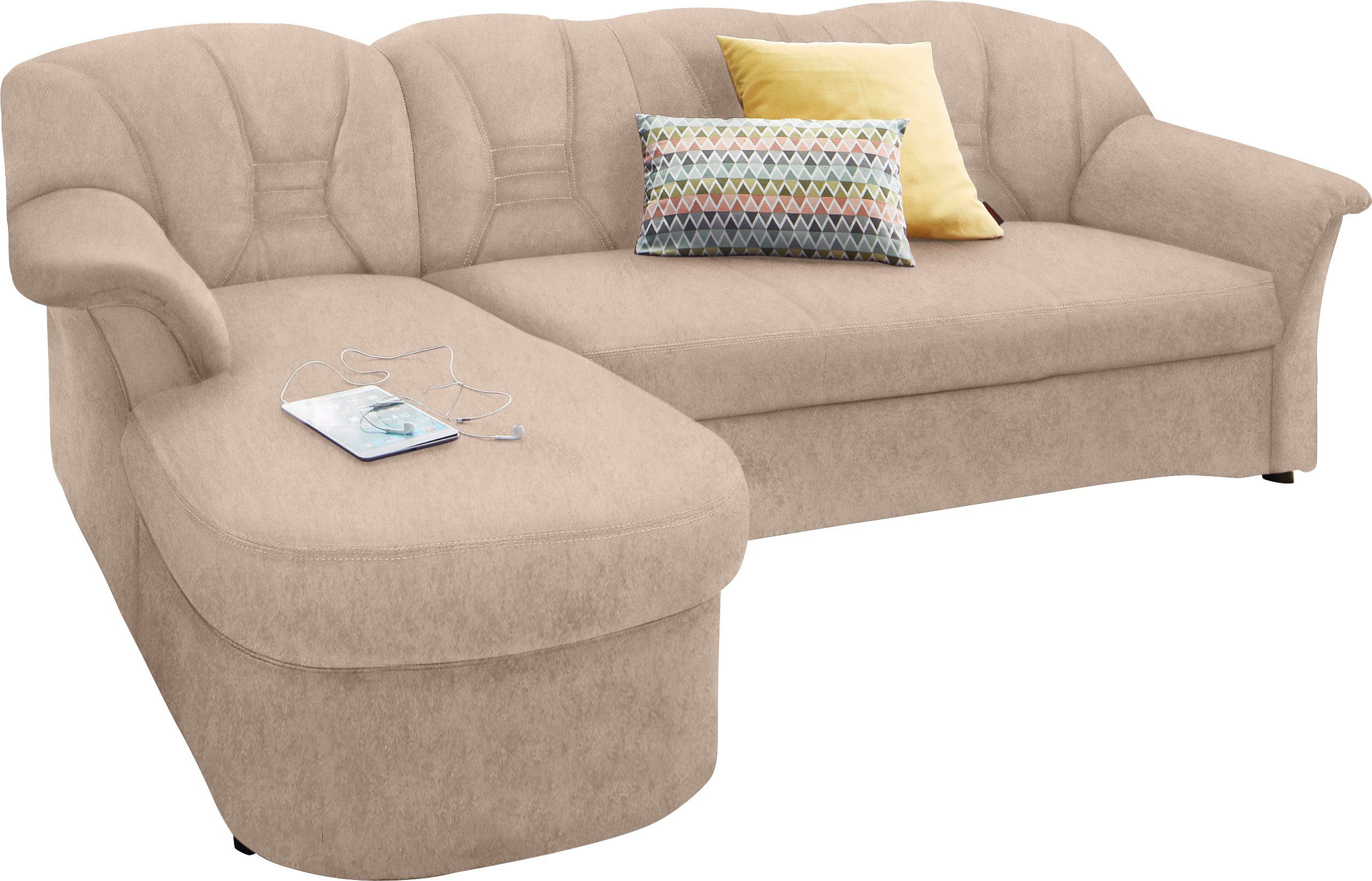 DOMO collection Ecksofa "Elva, zeitlose Formensprache, elegante Rückenstepp günstig online kaufen
