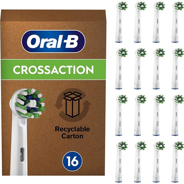 Oral B Aufsteckbürsten CrossAction CleanMaximiser White Edition 16er - Aufsteckbürsten - weiß