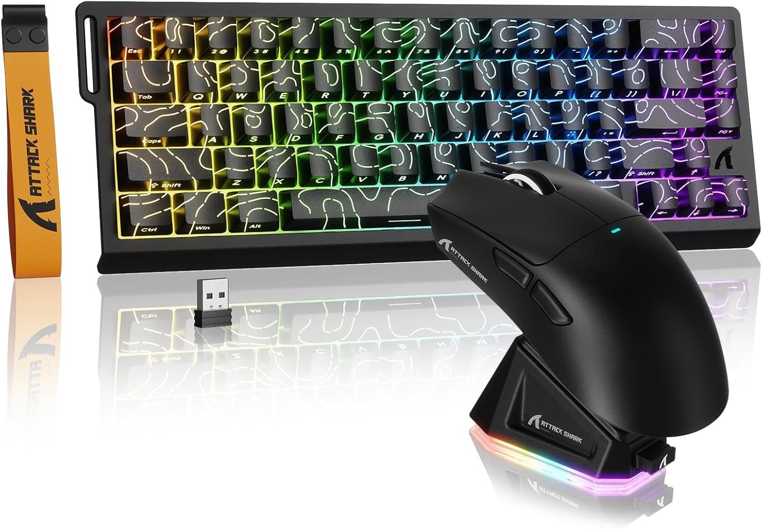 MAMBASNAKE Kabelloses Gaming 8KHz Rapid Trigger Tastatur- und Maus-Set, Ultraleichte RGB Gaming Bundle mit Magnet Switch & Tri-Mode Verbindung