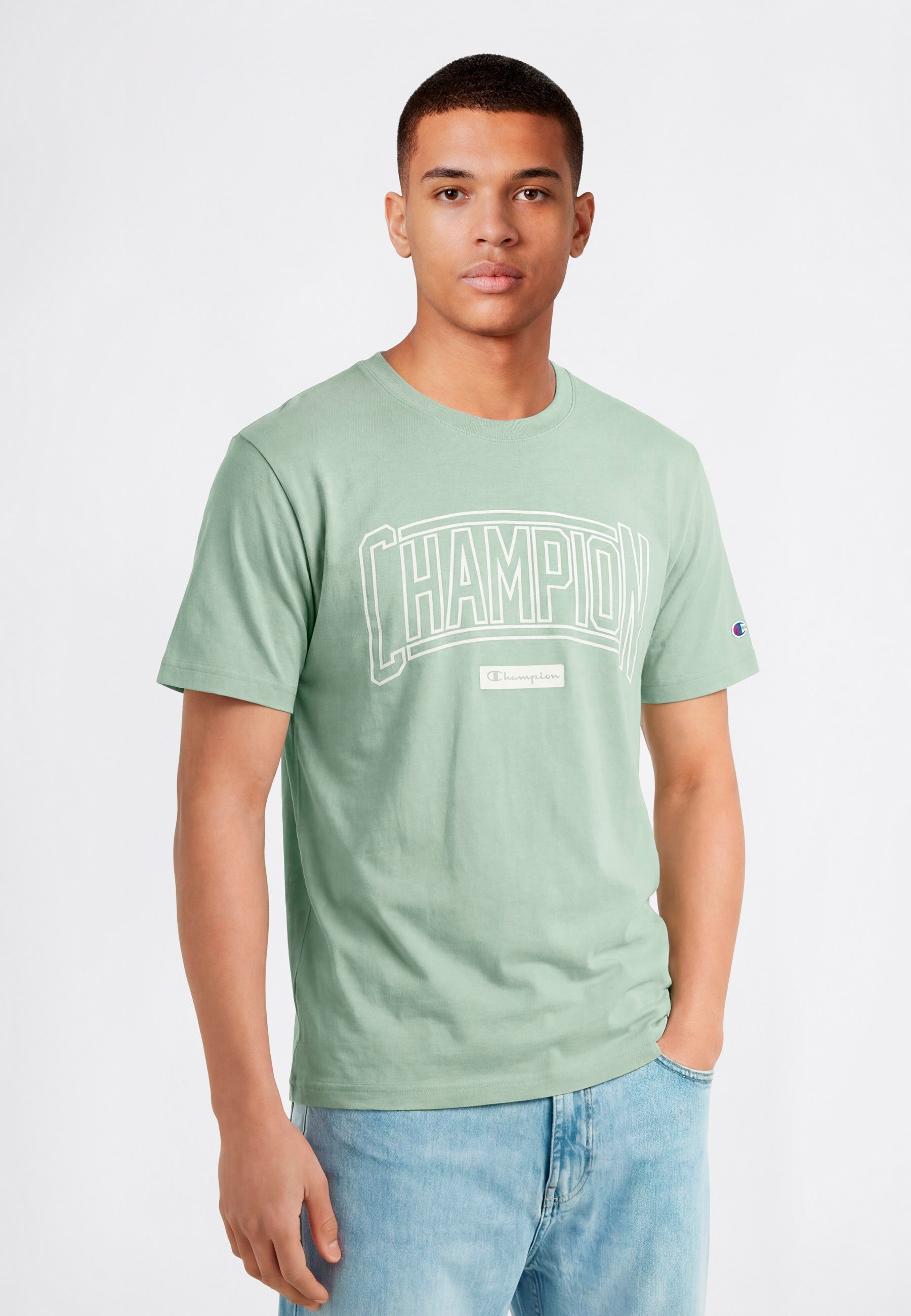 Champion T-Shirt COLLEGE Relax Fit Crewneck T-Shirt Kurzarm, mit Rundhalsausschnitt, aus Baumwolle