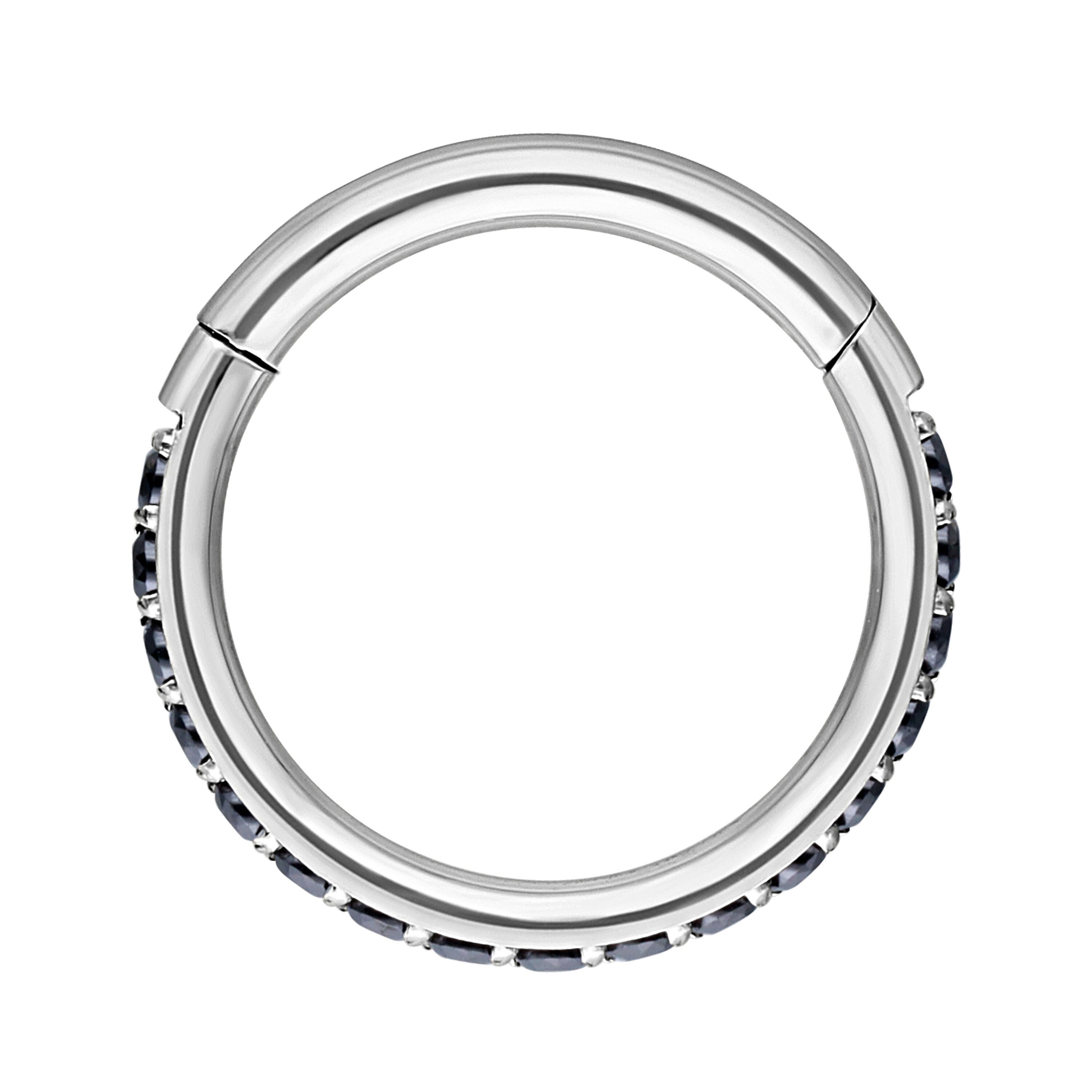 Wildcat Nasenpiercing Pave Set Crystals Conch Ring für Ohr, Nase, Lippe, Bauchnabel, 1 Stück, Chirurgenstahl 316L - wasserfest, hautverträglich, Silber-Schwarz