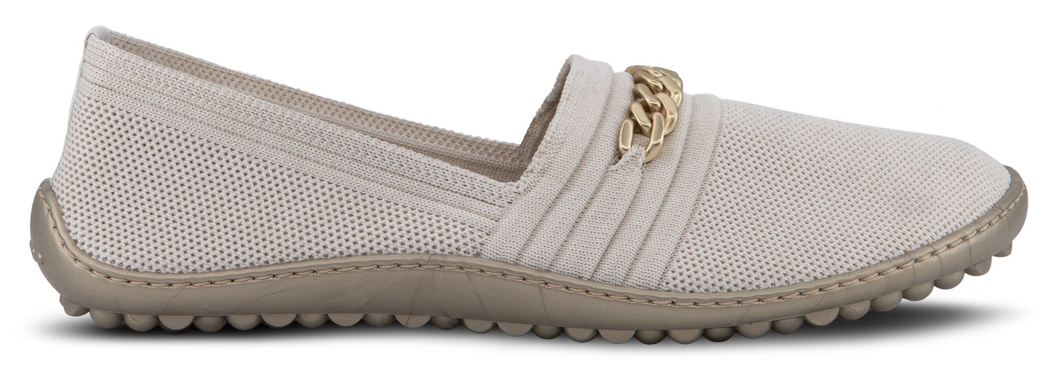 Leguano LADY FAMOUS Barfußschuh Flats, Ballerina, Bequemschuh mit goldfarbener Zierkette
