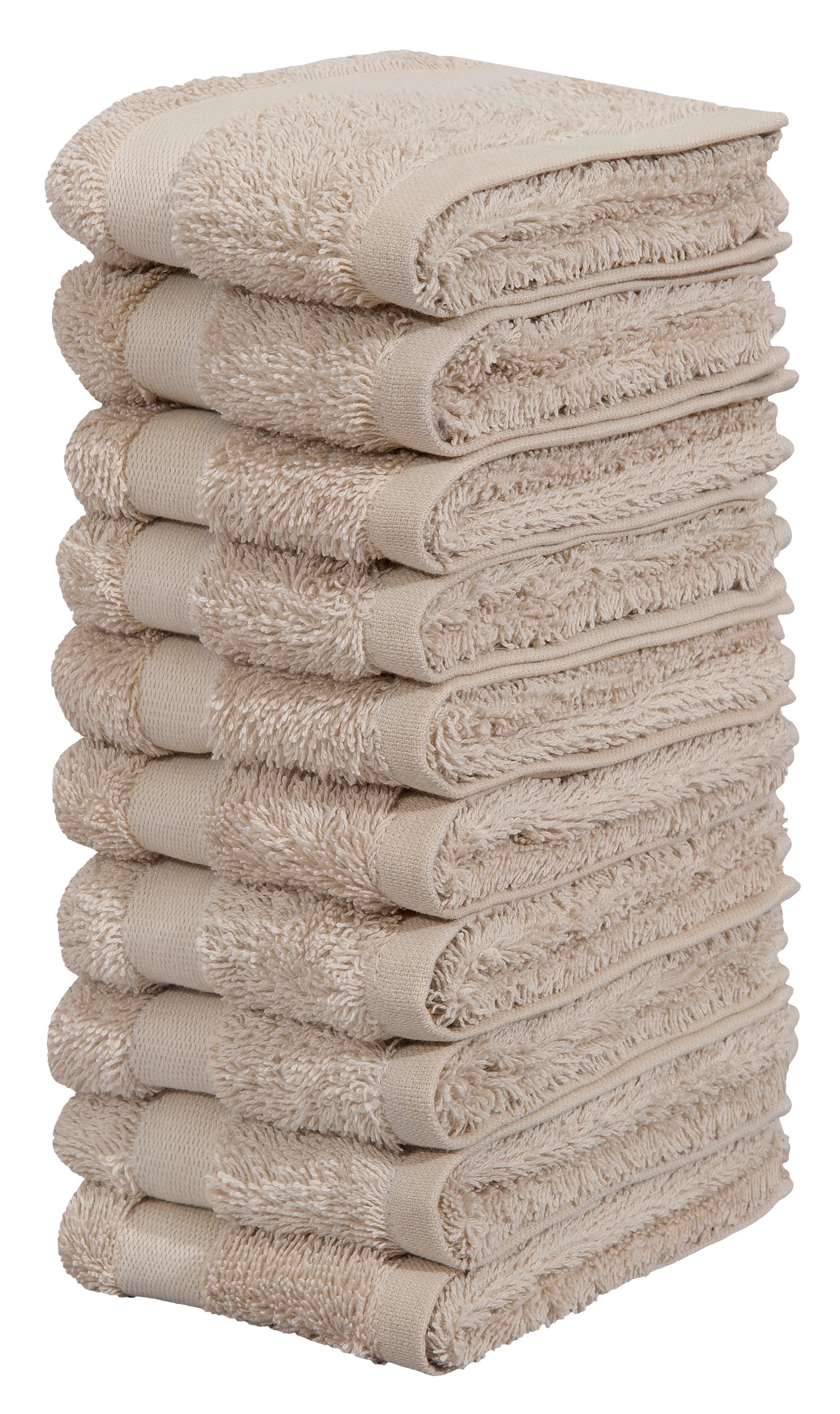 OTTO home Waschlappen Vanessa, 10 Seiftücher, 30x30cm, in Standard- und Premium-Qualität, (Set, 10-St), Handtücher mit Bordüre, 100% Baumwolle, einfarbig, weich