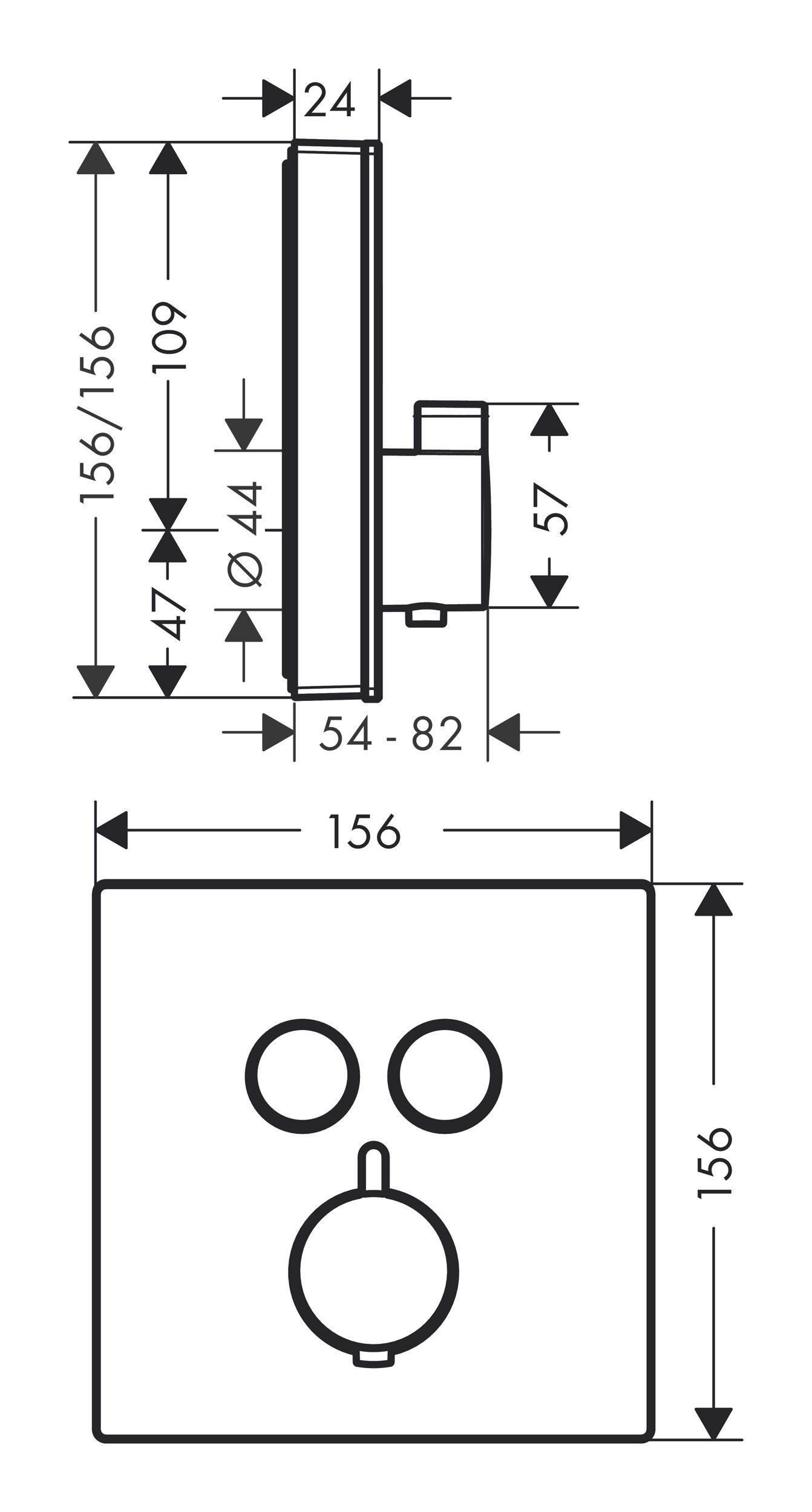 Weiß Unterputz für Thermostat hansgrohe 2 - Glas Unterputzarmatur Chrom ShowerSelect / Verbraucher