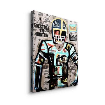 DOTCOMCANVAS® Leinwandbild Football Hustlin, Leinwandbild Football Everyday I´m Hustlin Sport Pop Art Motivation