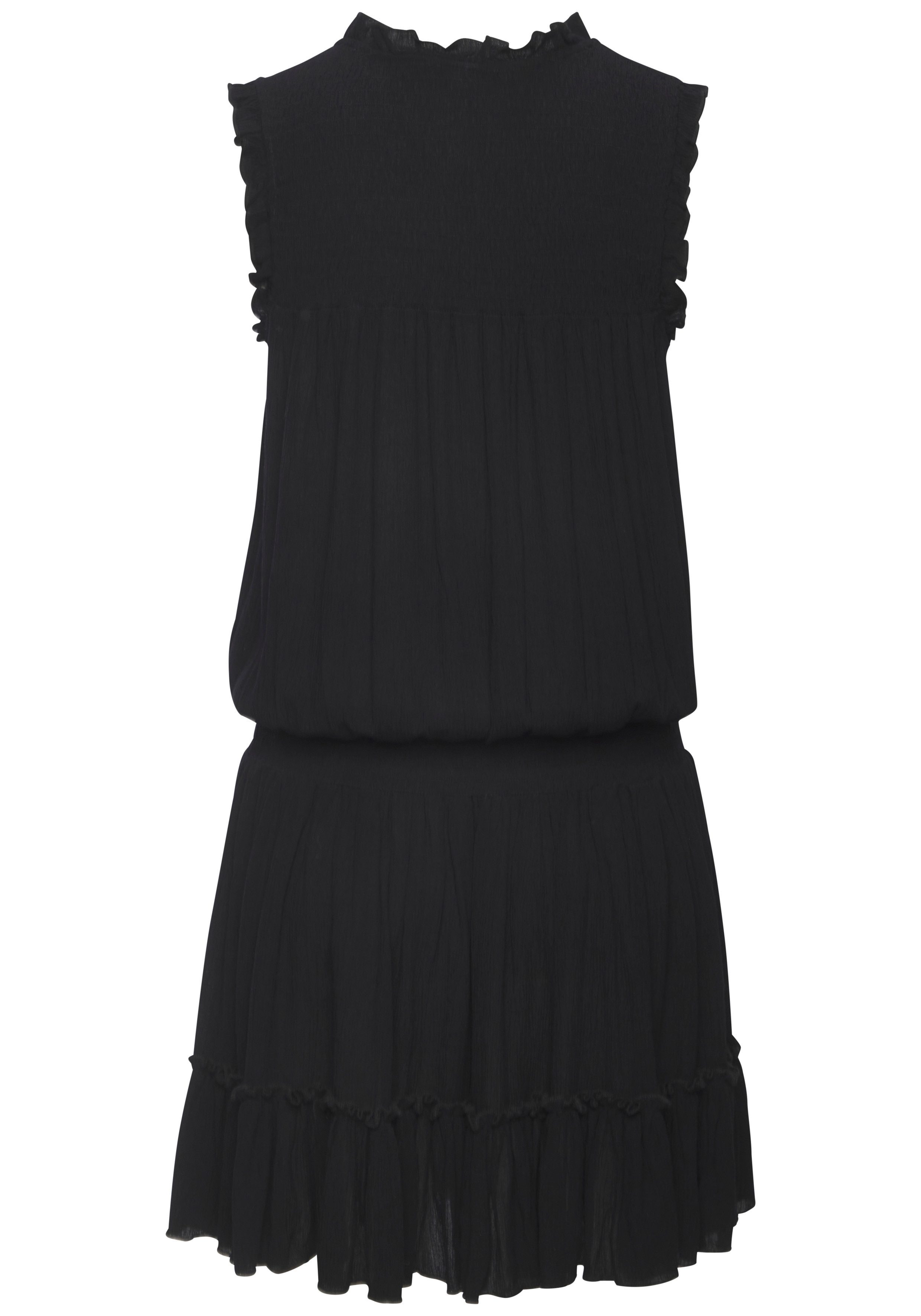 Buffalo Strandkleid aus weich fließender Crepequalität mit Rüschendetails luftiges Sommerkleid, kurzes Webkleid, Minikleid mit Volants,Festival