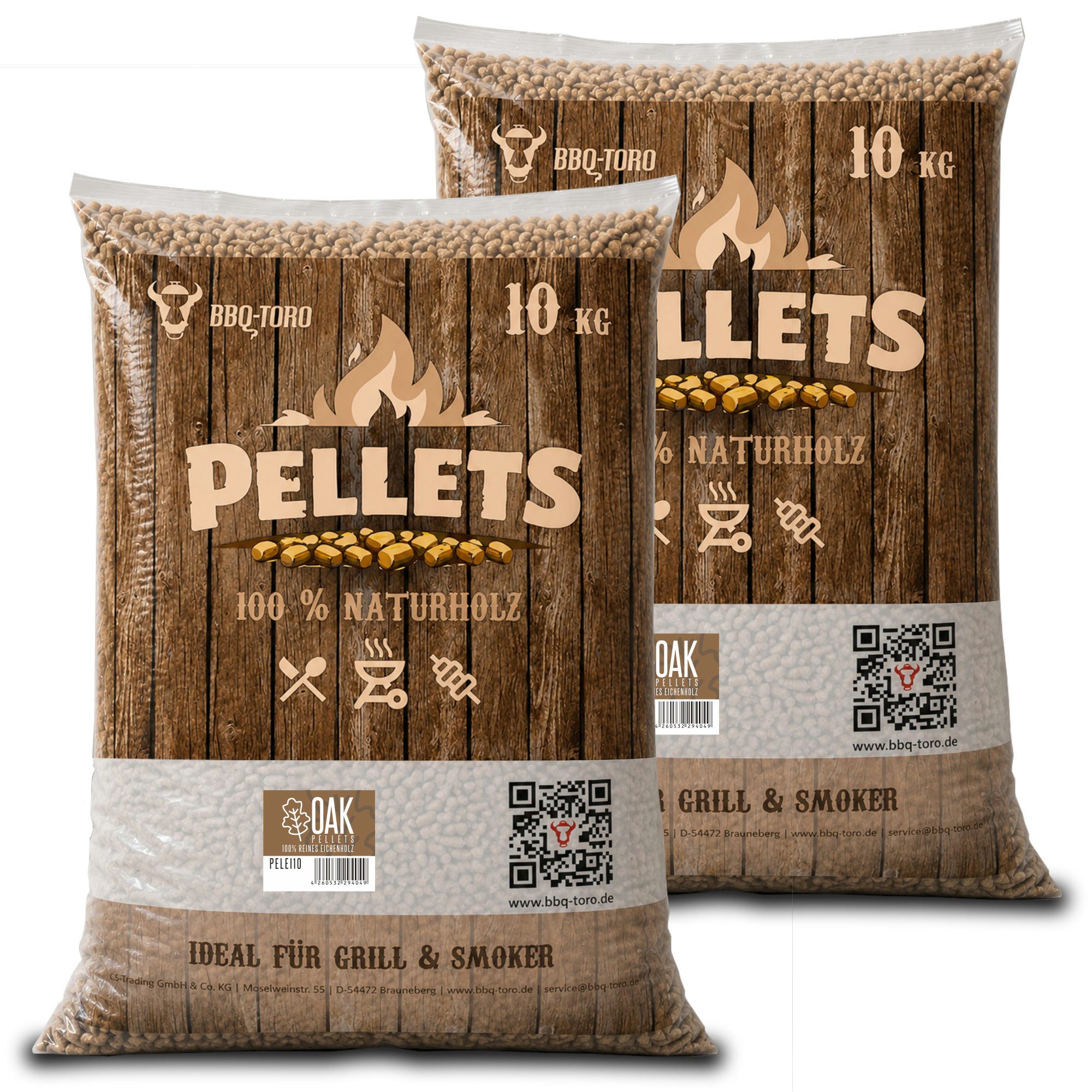 BBQ-Toro Holzpellets Oak Pellets aus 100% Eichenholz für Grill, Smoker und mehr, 20 kg, 20.00 kg, (1-St)
