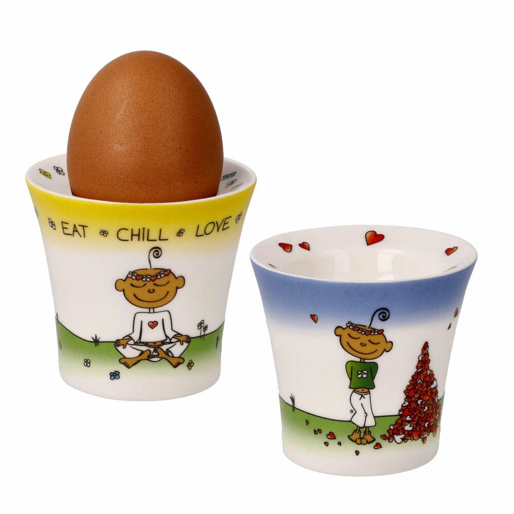 ReWu Eierbecher-Set 'Lieblingseltern': Porzellan-Becher Mit Gold/silber Schriftzug