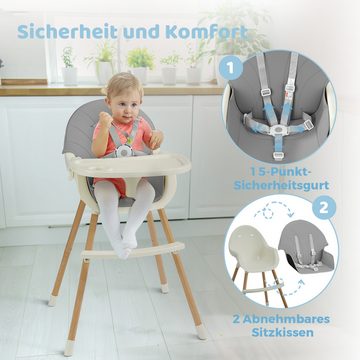 YOLEO Kinderstuhl Höhenverstellbarer Hochstuhl mit Holzbeinen für Kinder bis zu 3 Jahren