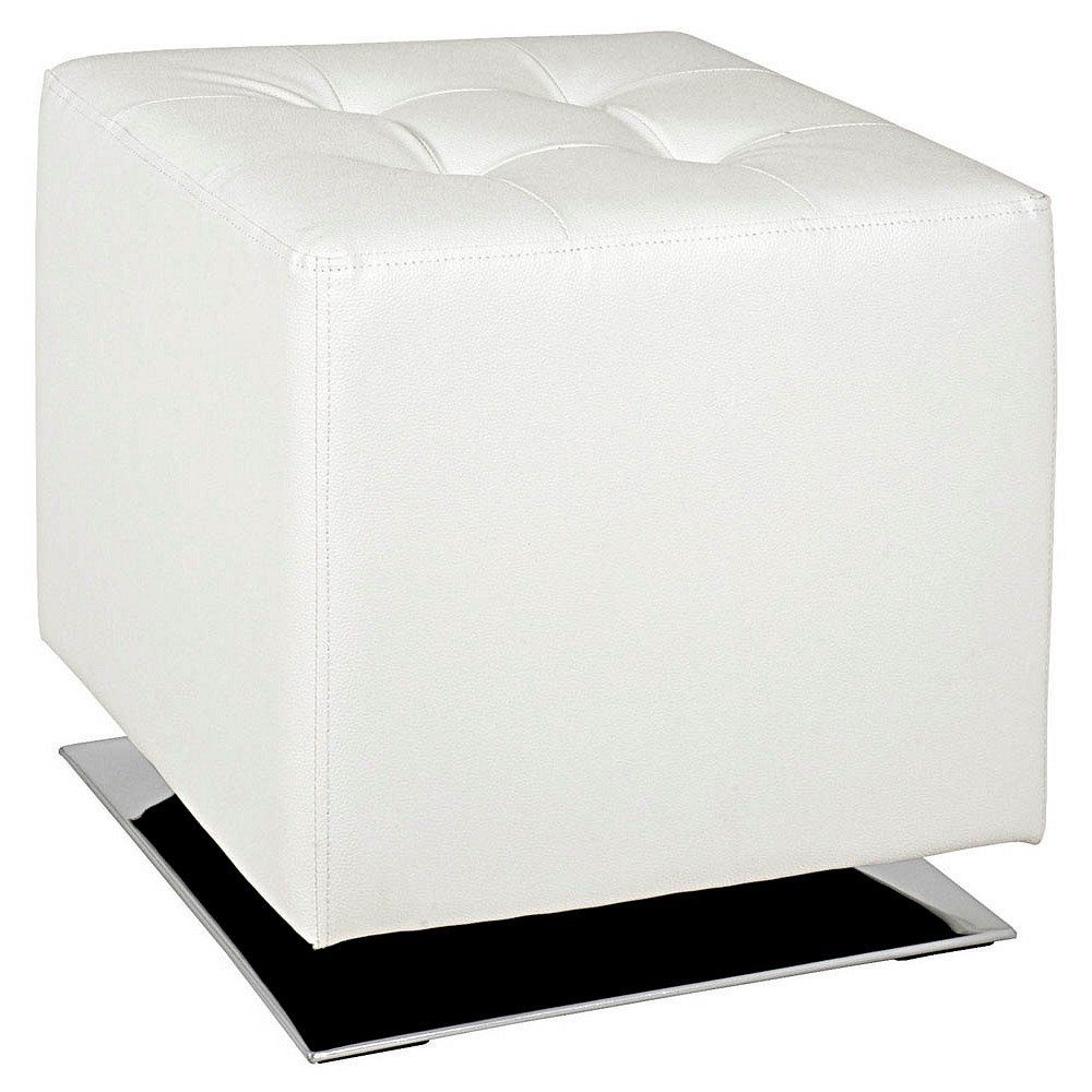 Hocker HAKU Möbel Hocker - chrom-weiß - H. 42cm x B. 40cm