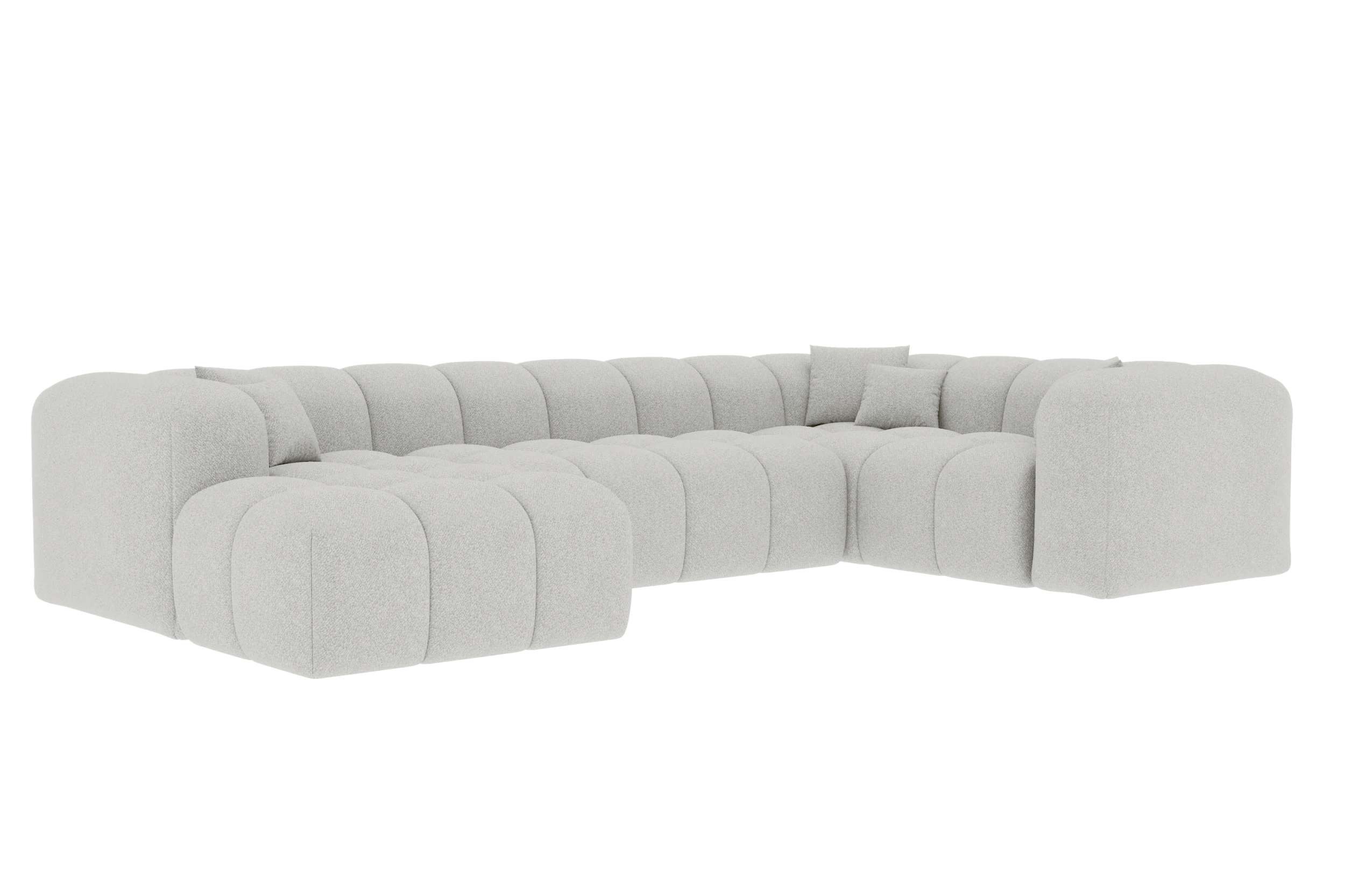 99rooms Wohnlandschaft Livorno U, Sofa, U-Form, Rundumbezug aus gepolstertem Strukturstoff NEVE