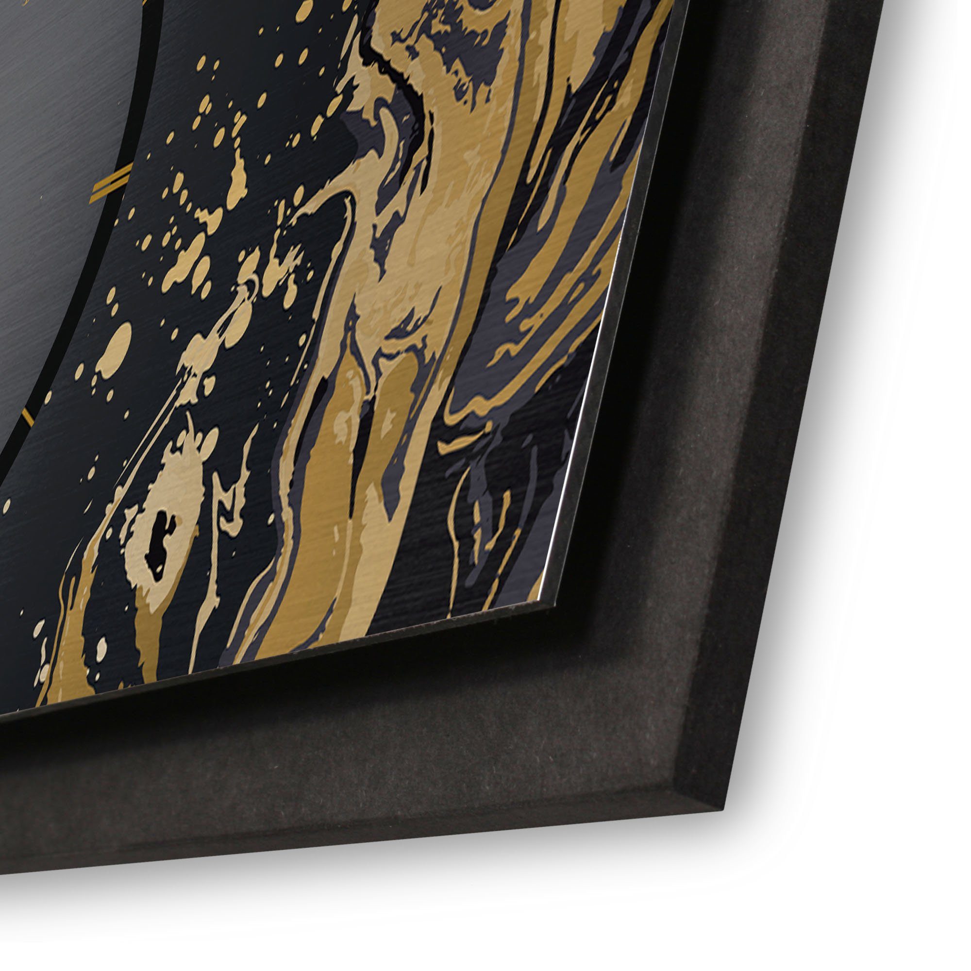 Kreative Feder Wanduhr 3D Designer-Wanduhr Golden Liquid (ohne Ticken; Funk- oder Quarzuhrwerk; elegant, außergewöhnlich, modern)
