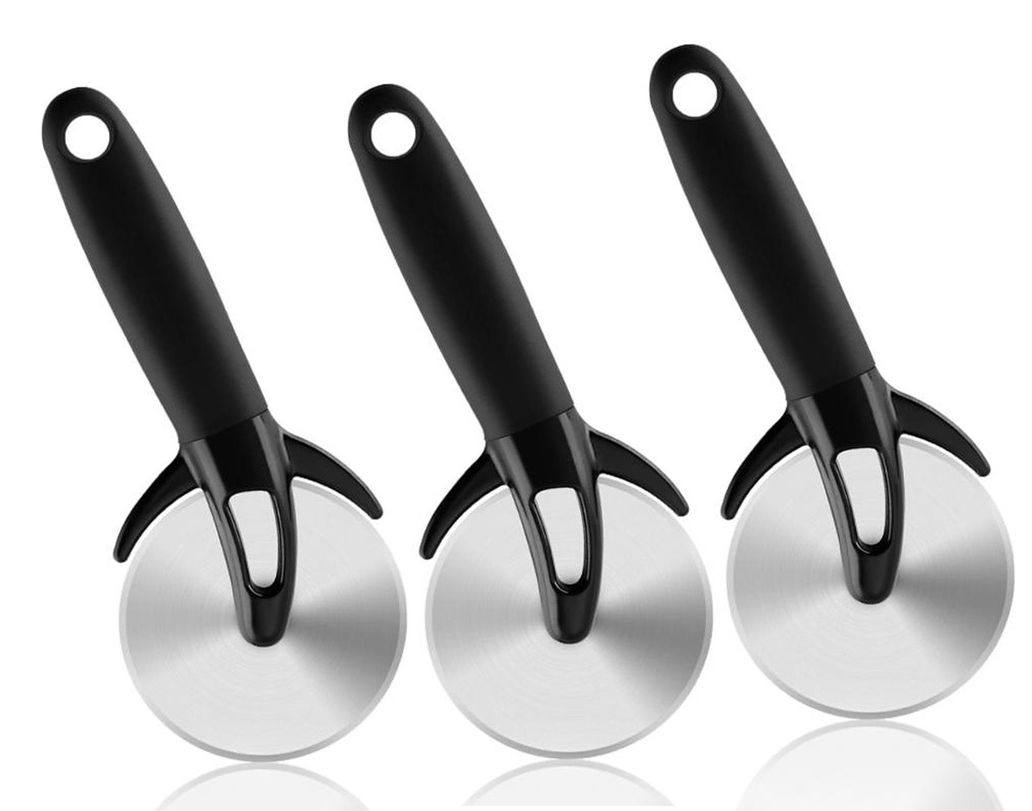 Pizzaschneider 3er Set - XXL Pizzaschneider, Profi Pizzaroller, Pizzarad Ø-9,7cm